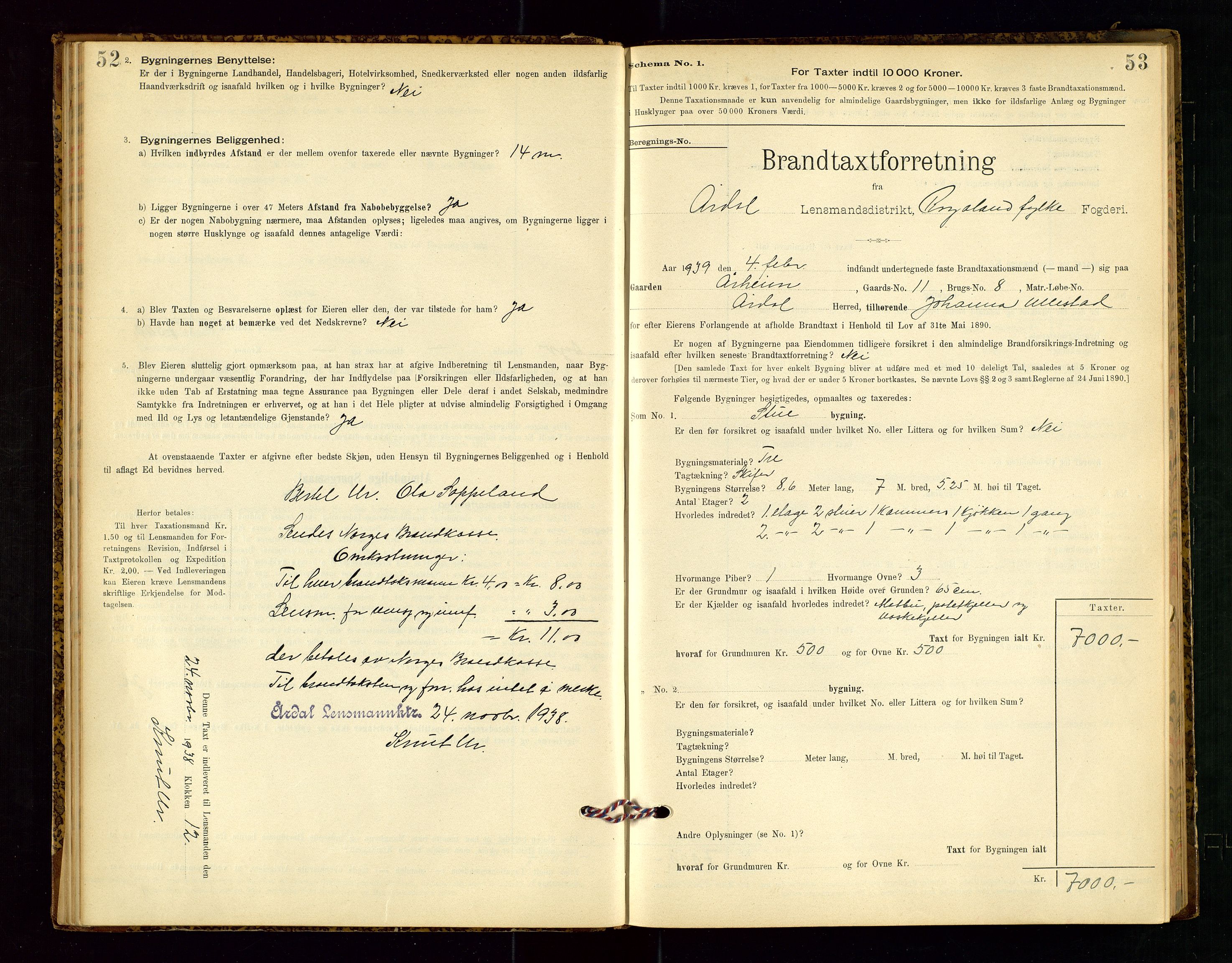 Årdal lensmannskontor, SAST/A-100453/Gob/L0001: "Brandtaxationsprotokol", 1897-1950, s. 52-53