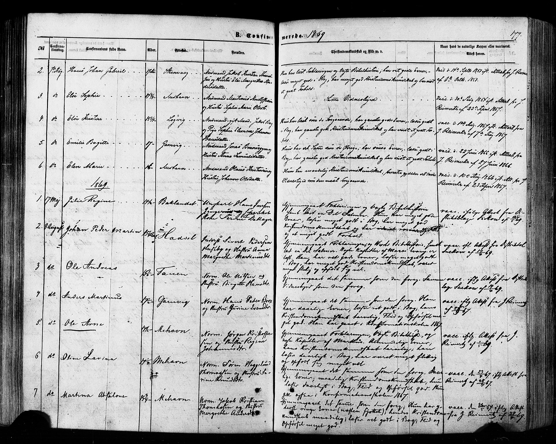 Tana sokneprestkontor, AV/SATØ-S-1334/H/Ha/L0002kirke: Ministerialbok nr. 2 /2, 1862-1877, s. 177