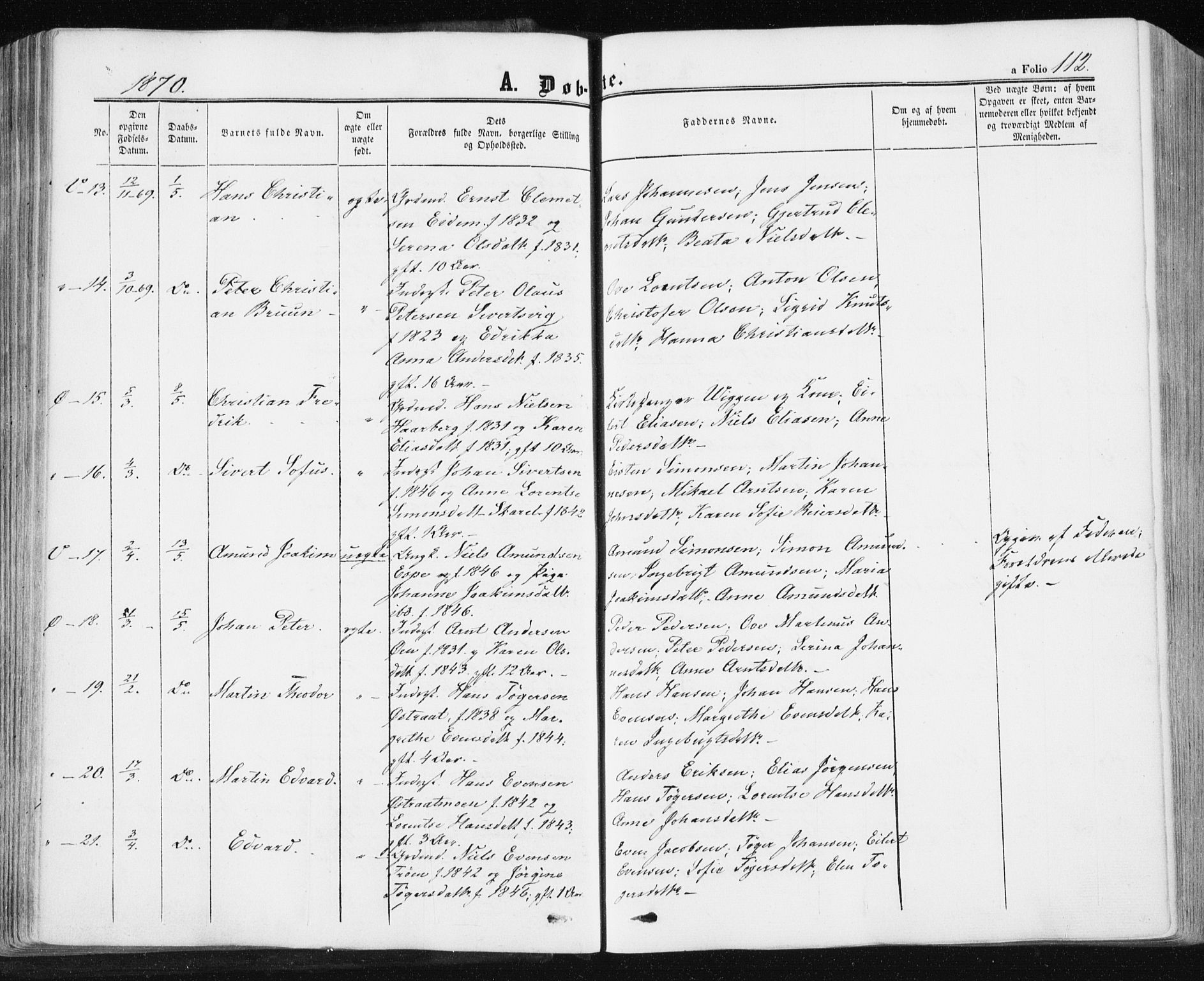 Ministerialprotokoller, klokkerbøker og fødselsregistre - Sør-Trøndelag, SAT/A-1456/659/L0737: Ministerialbok nr. 659A07, 1857-1875, s. 112