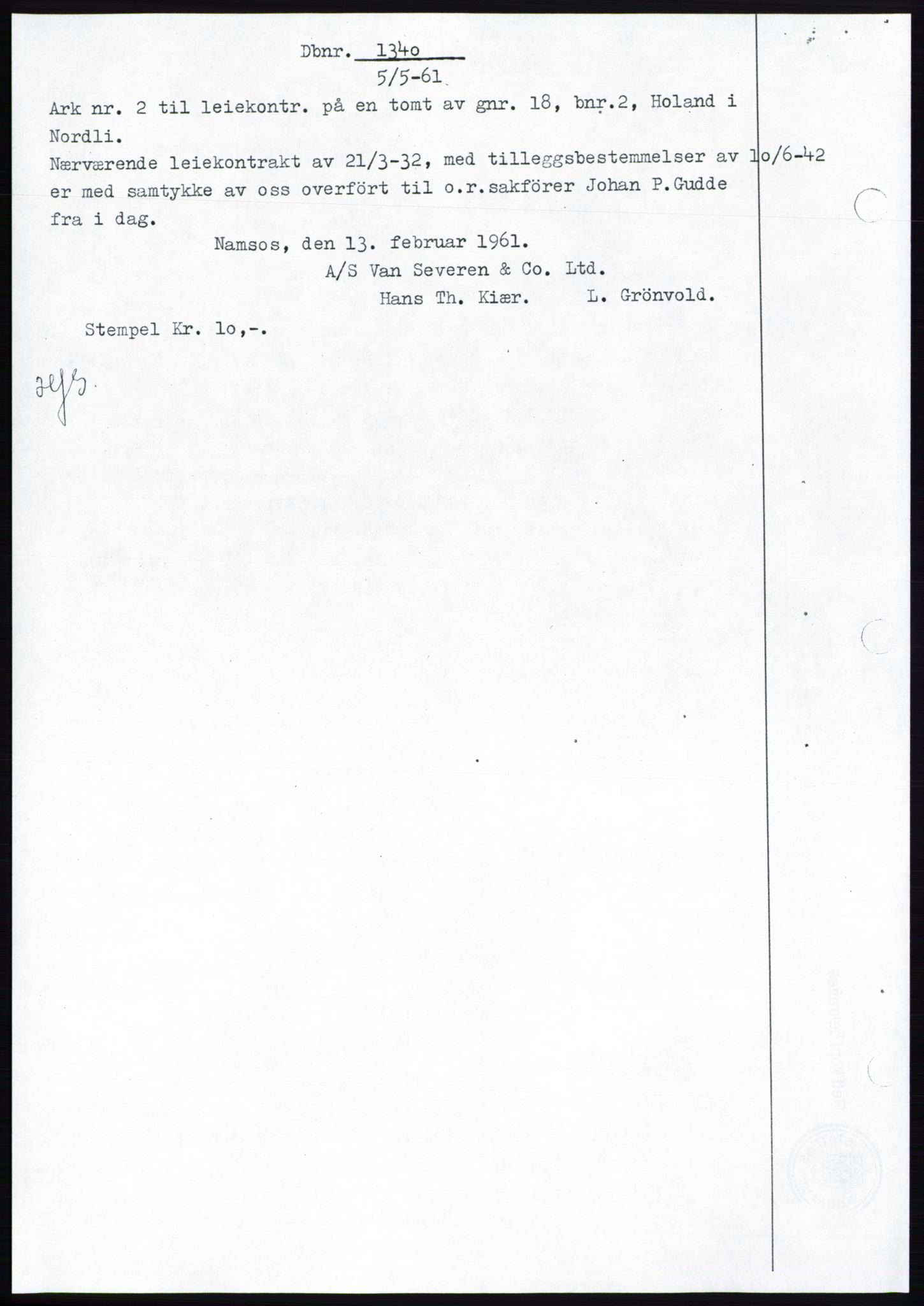 Namdal sorenskriveri, SAT/A-4133/1/2/2C: Pantebok nr. -, 1942-1943, Dagboknr: 1340/1942