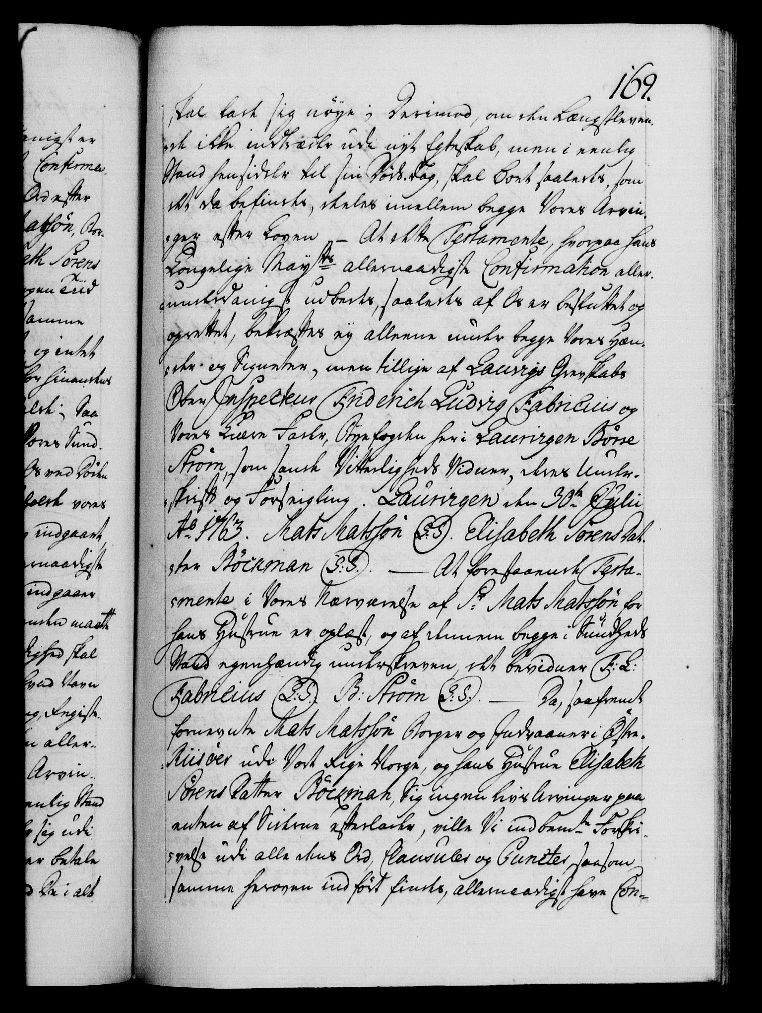 Danske Kanselli 1572-1799, AV/RA-EA-3023/F/Fc/Fca/Fcaa/L0042: Norske registre, 1763-1766, s. 169a