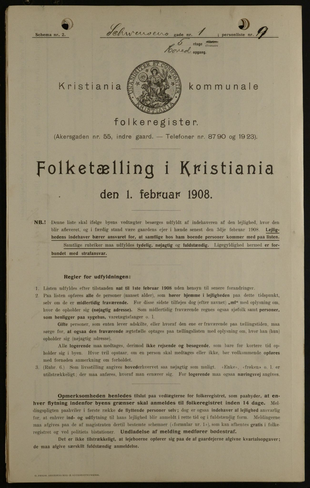OBA, Kommunal folketelling 1.2.1908 for Kristiania kjøpstad, 1908, s. 83384