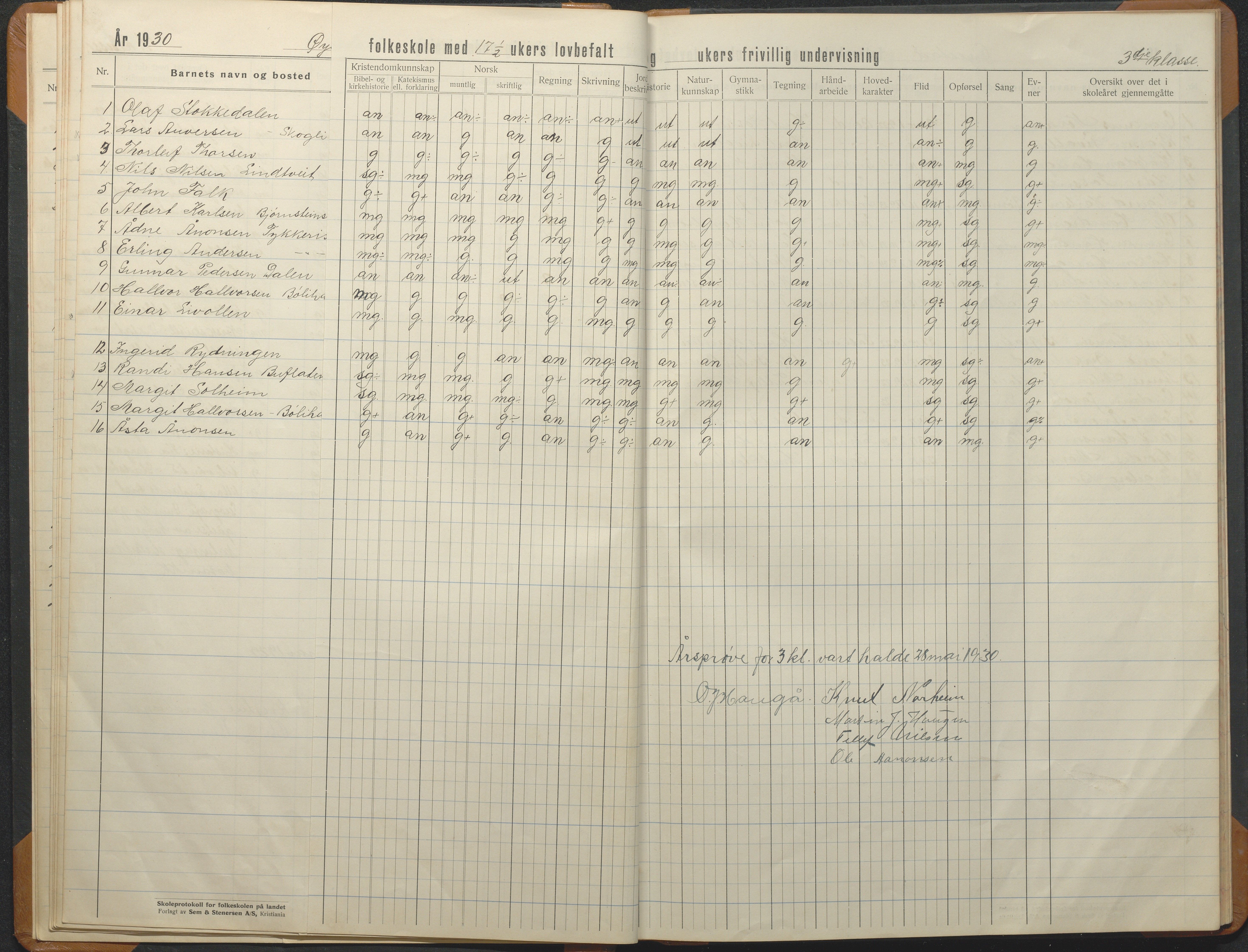 Øyestad kommune frem til 1979, AAKS/KA0920-PK/06/06F/L0015: Skoleprotokoll, 1926-1949