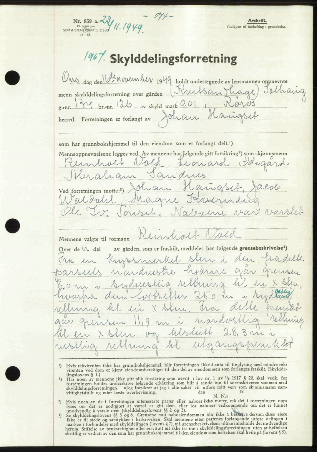 Gauldal sorenskriveri, SAT/A-0014/1/2/2C: Pantebok nr. A9, 1949-1950, Dagboknr: 1967/1949