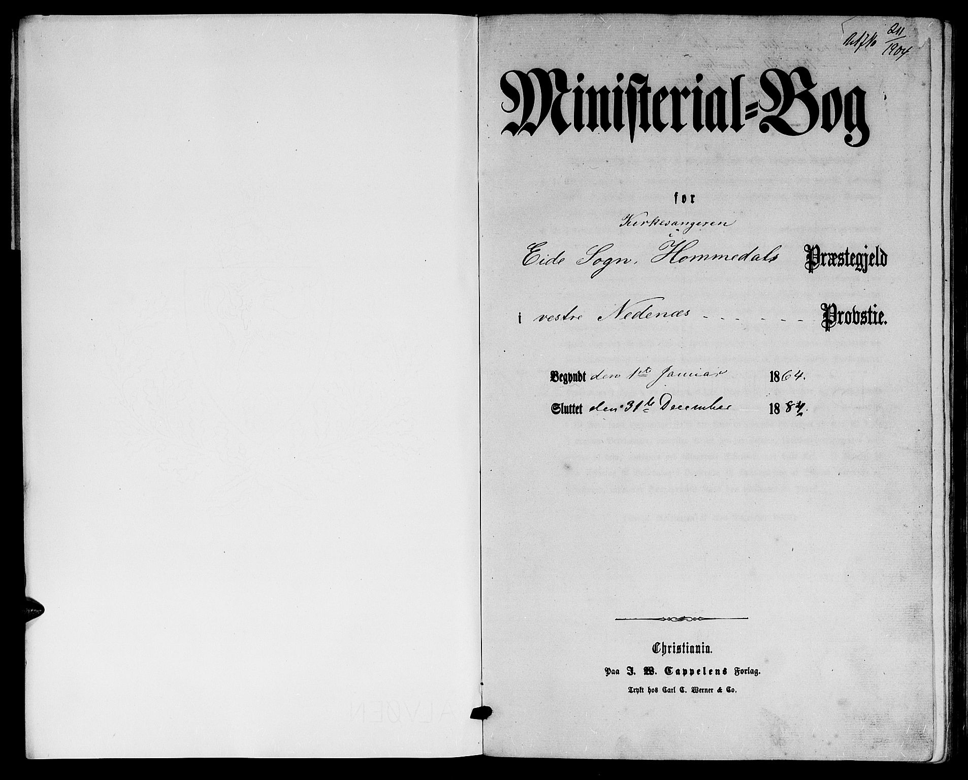 Hommedal sokneprestkontor, AV/SAK-1111-0023/F/Fb/Fba/L0003: Klokkerbok nr. B 3, 1863-1884