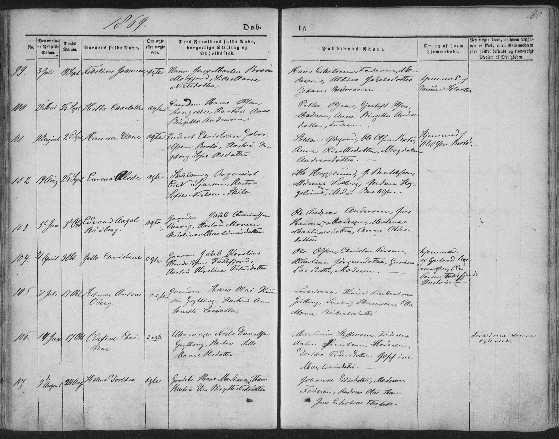 Ministerialprotokoller, klokkerbøker og fødselsregistre - Nordland, AV/SAT-A-1459/888/L1241: Ministerialbok nr. 888A07, 1849-1869, s. 160
