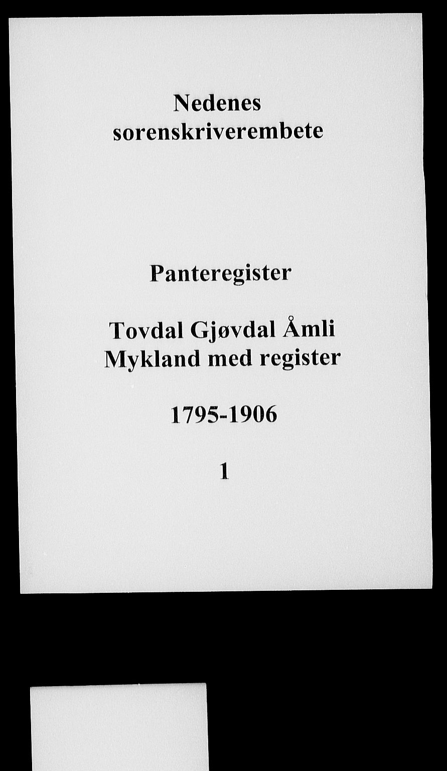 Nedenes sorenskriveri, SAK/1221-0006/G/Ga/Gaa/L0001: Panteregister nr. 1, 1795-1906