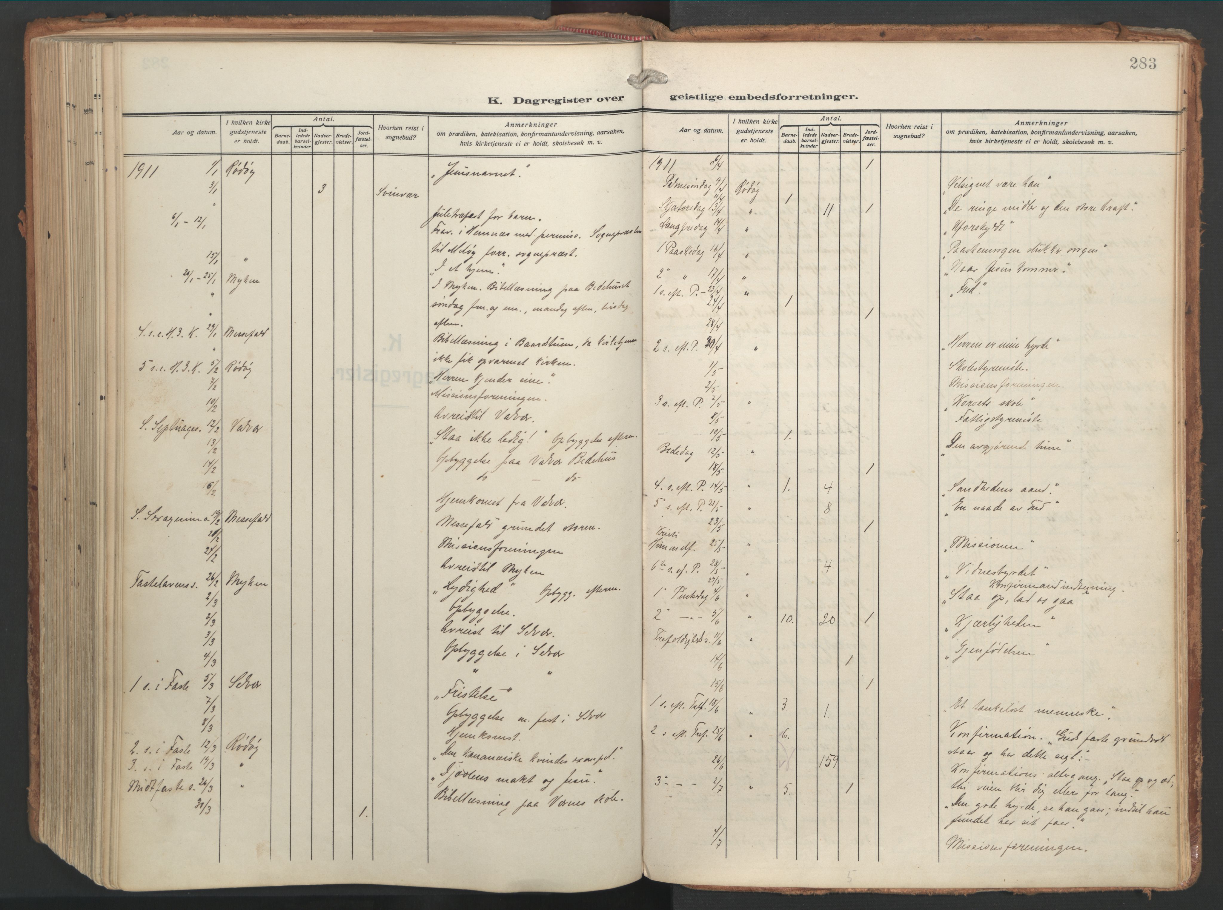 Ministerialprotokoller, klokkerbøker og fødselsregistre - Nordland, AV/SAT-A-1459/841/L0614: Ministerialbok nr. 841A17, 1911-1925, s. 283