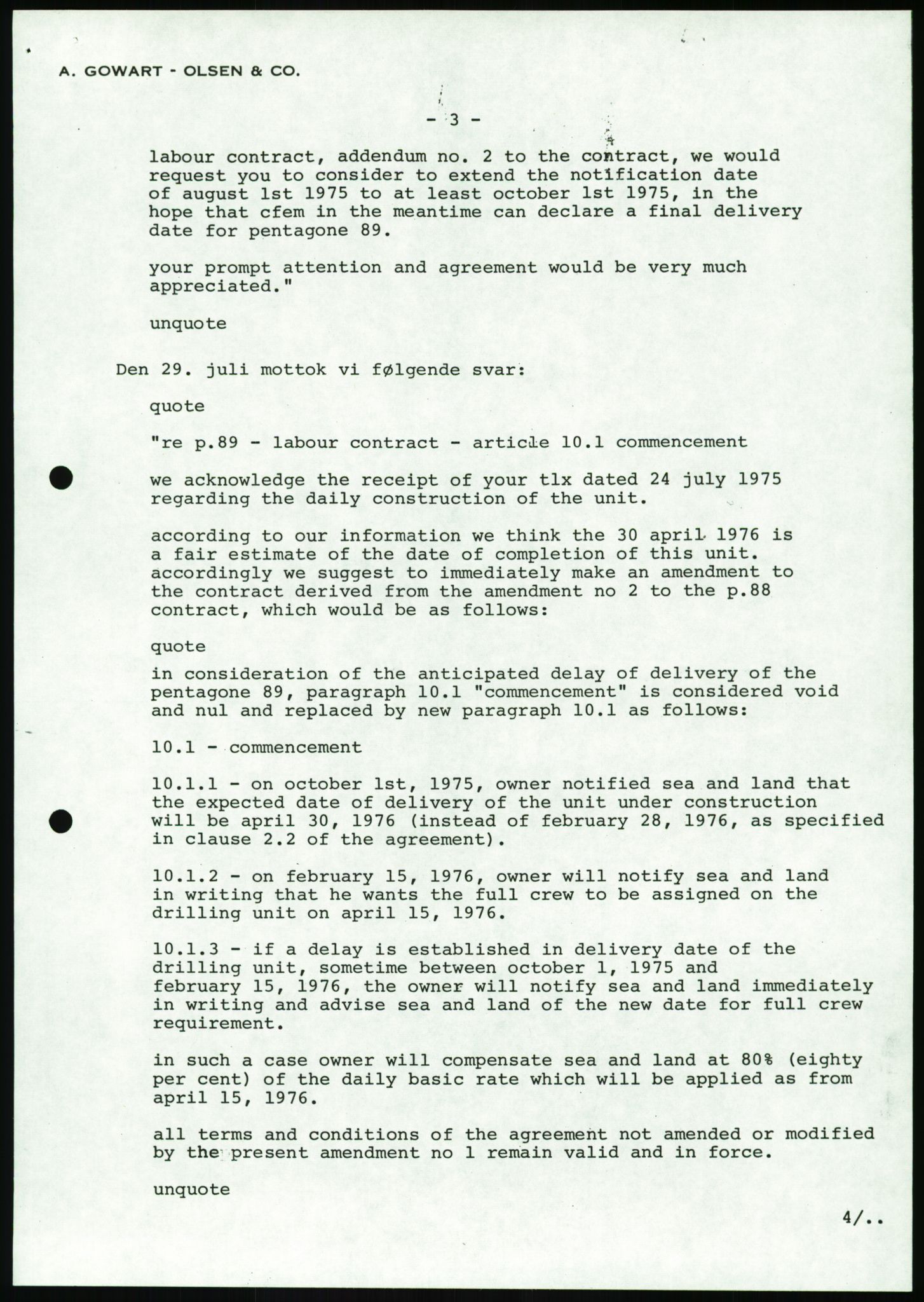 Pa 1503 - Stavanger Drilling AS, AV/SAST-A-101906/A/Ab/Abc/L0006: Styrekorrespondanse Stavanger Drilling II A/S, 1974-1977, s. 38