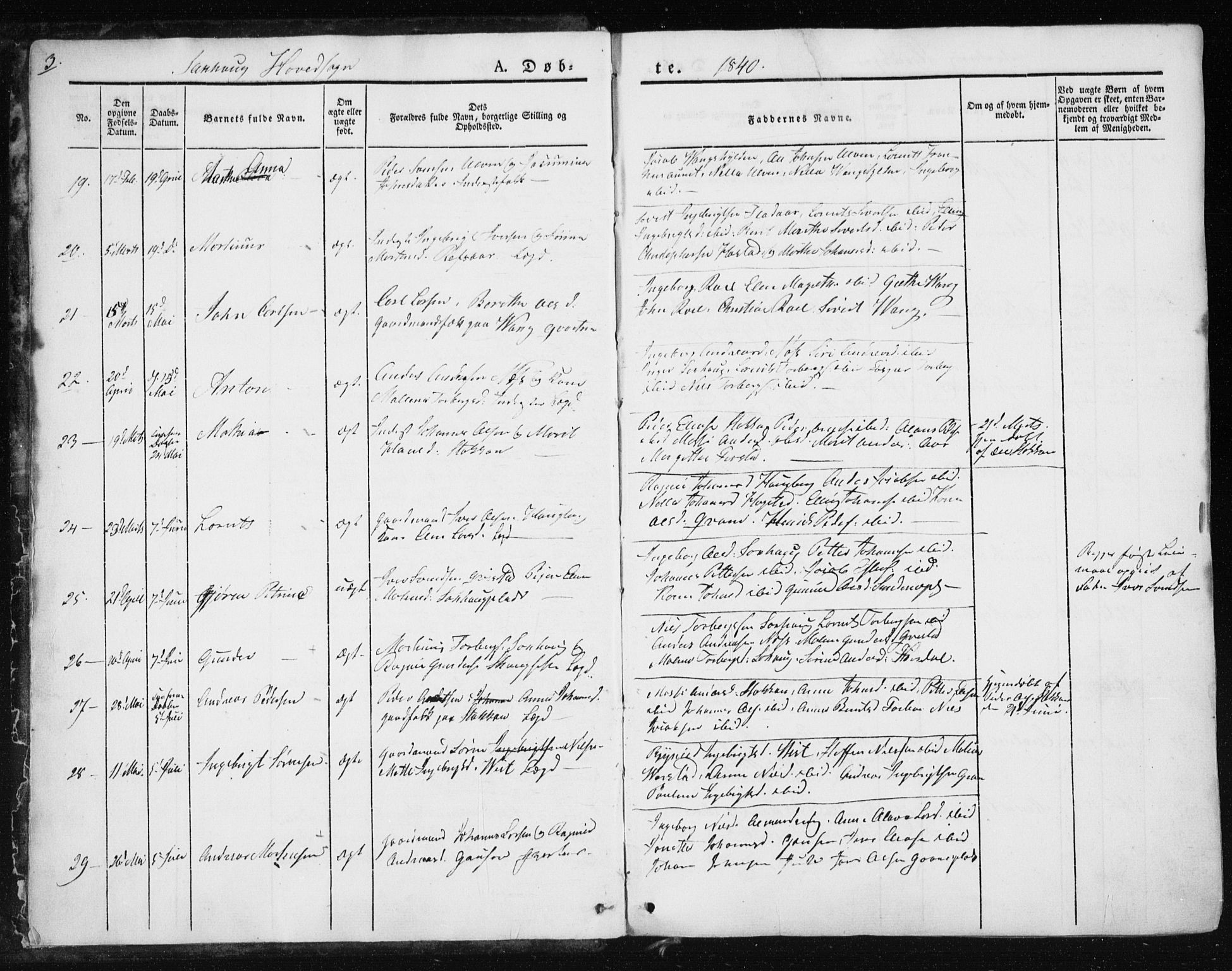 Ministerialprotokoller, klokkerbøker og fødselsregistre - Nord-Trøndelag, SAT/A-1458/730/L0280: Ministerialbok nr. 730A07 /1, 1840-1854, s. 3