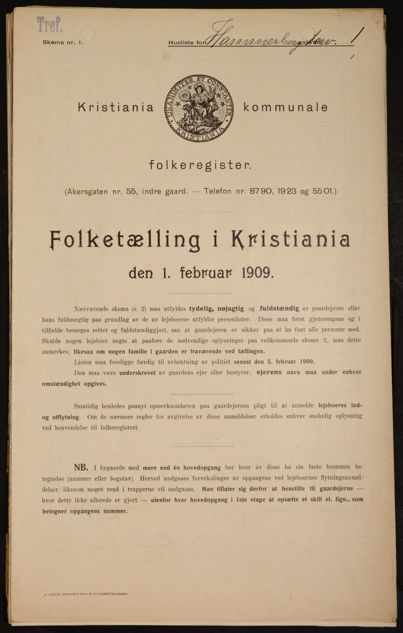 OBA, Kommunal folketelling 1.2.1909 for Kristiania kjøpstad, 1909, s. 31149