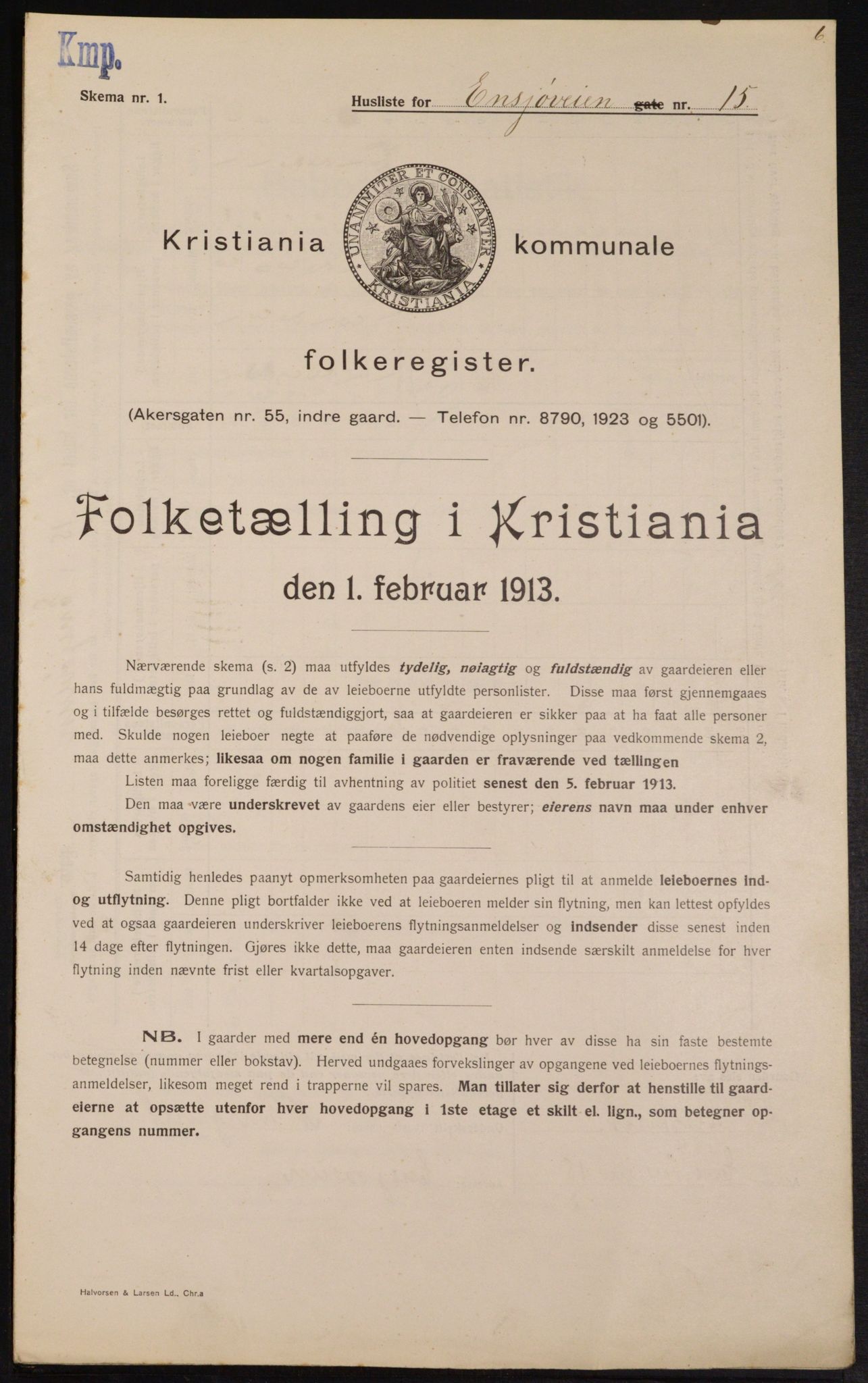 OBA, Kommunal folketelling 1.2.1913 for Kristiania, 1913, s. 22051