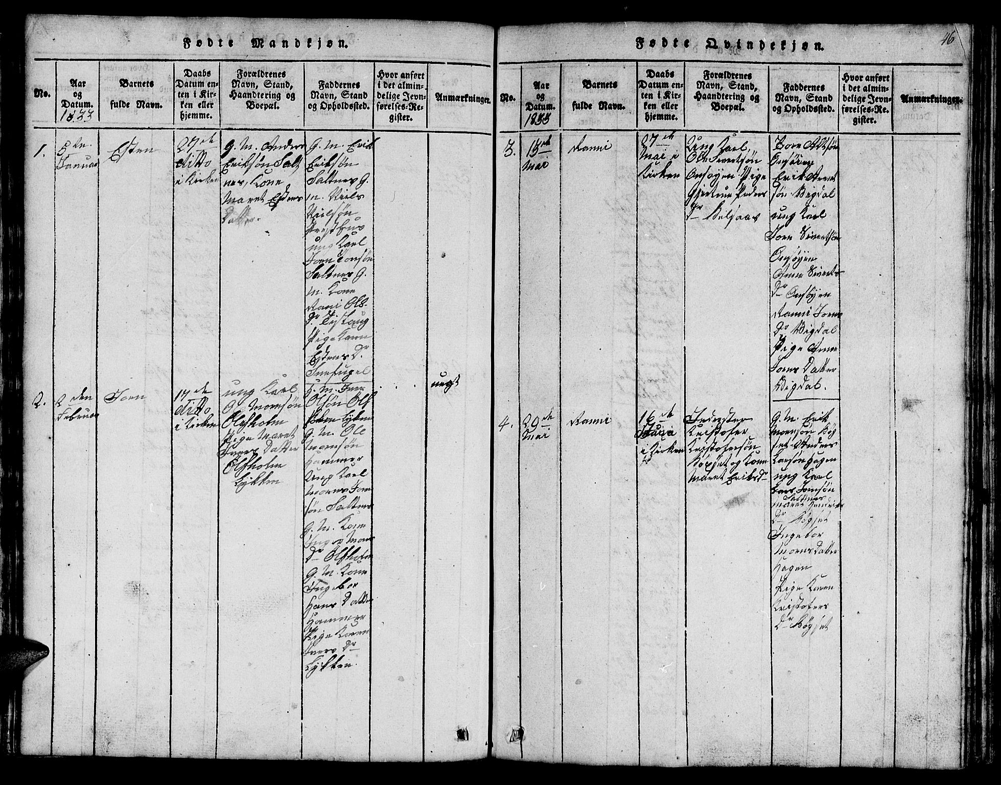 Ministerialprotokoller, klokkerbøker og fødselsregistre - Sør-Trøndelag, AV/SAT-A-1456/666/L0788: Klokkerbok nr. 666C01, 1816-1847, s. 46