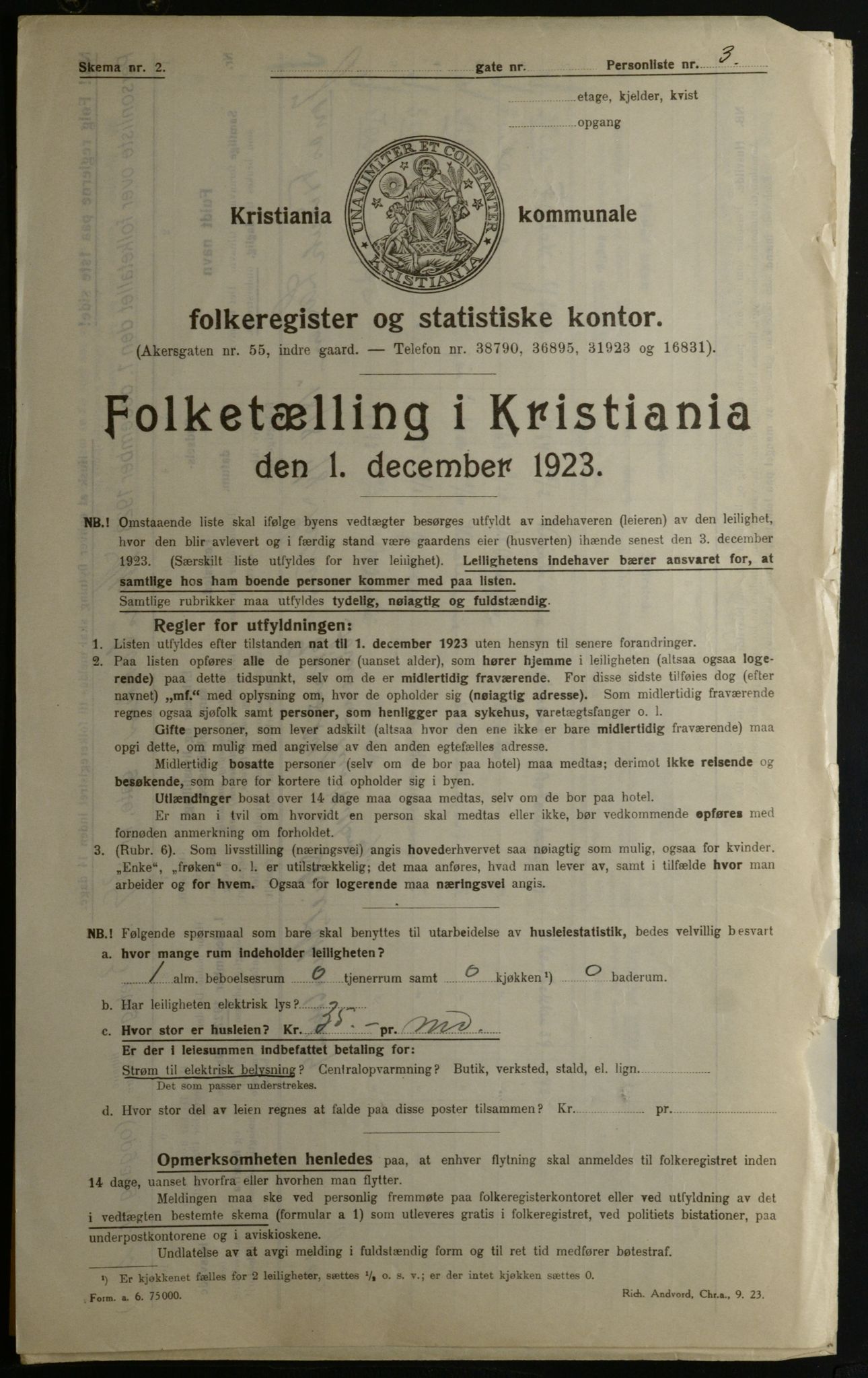 OBA, Kommunal folketelling 1.12.1923 for Kristiania, 1923, s. 649