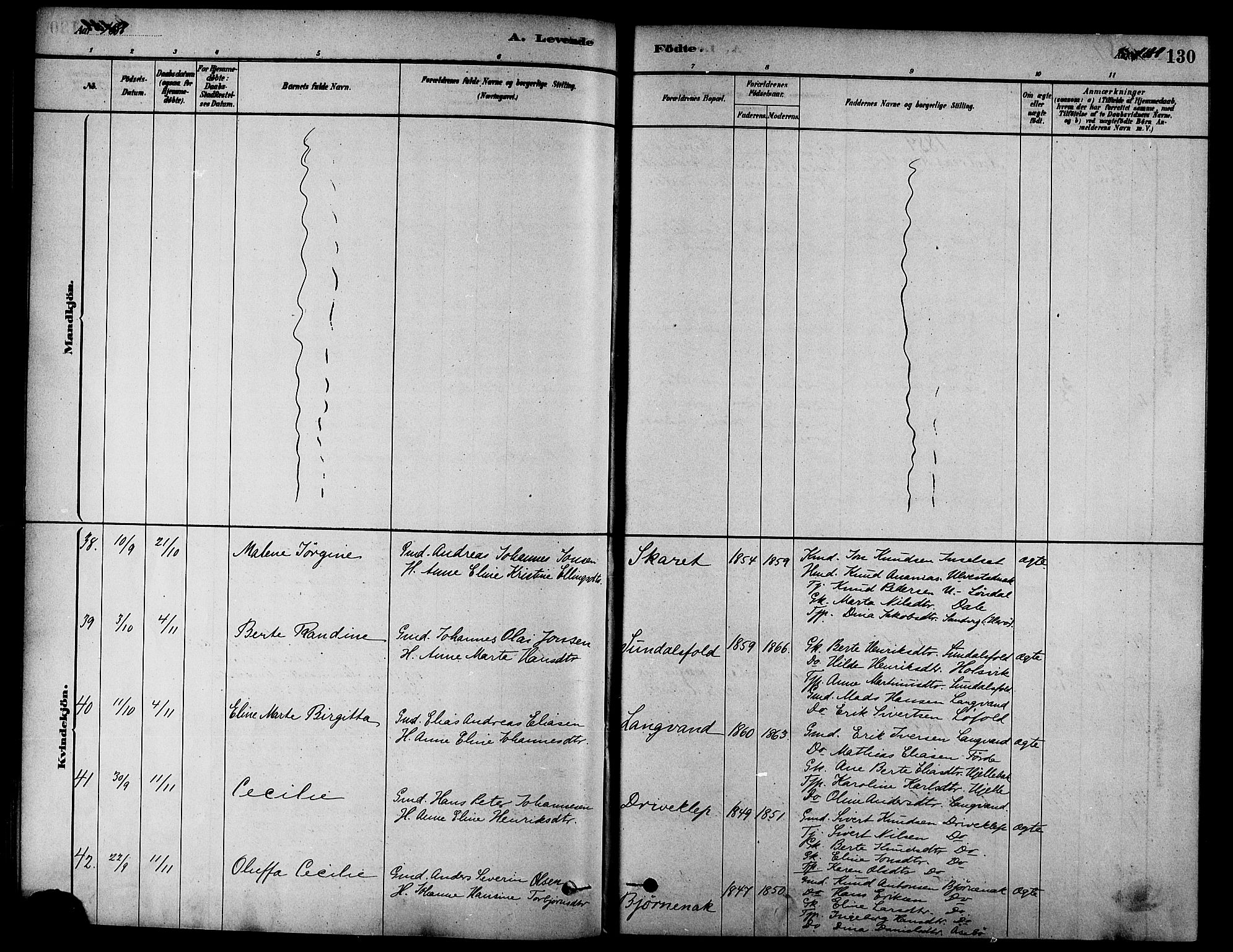 Ministerialprotokoller, klokkerbøker og fødselsregistre - Møre og Romsdal, AV/SAT-A-1454/511/L0141: Ministerialbok nr. 511A08, 1878-1890, s. 130