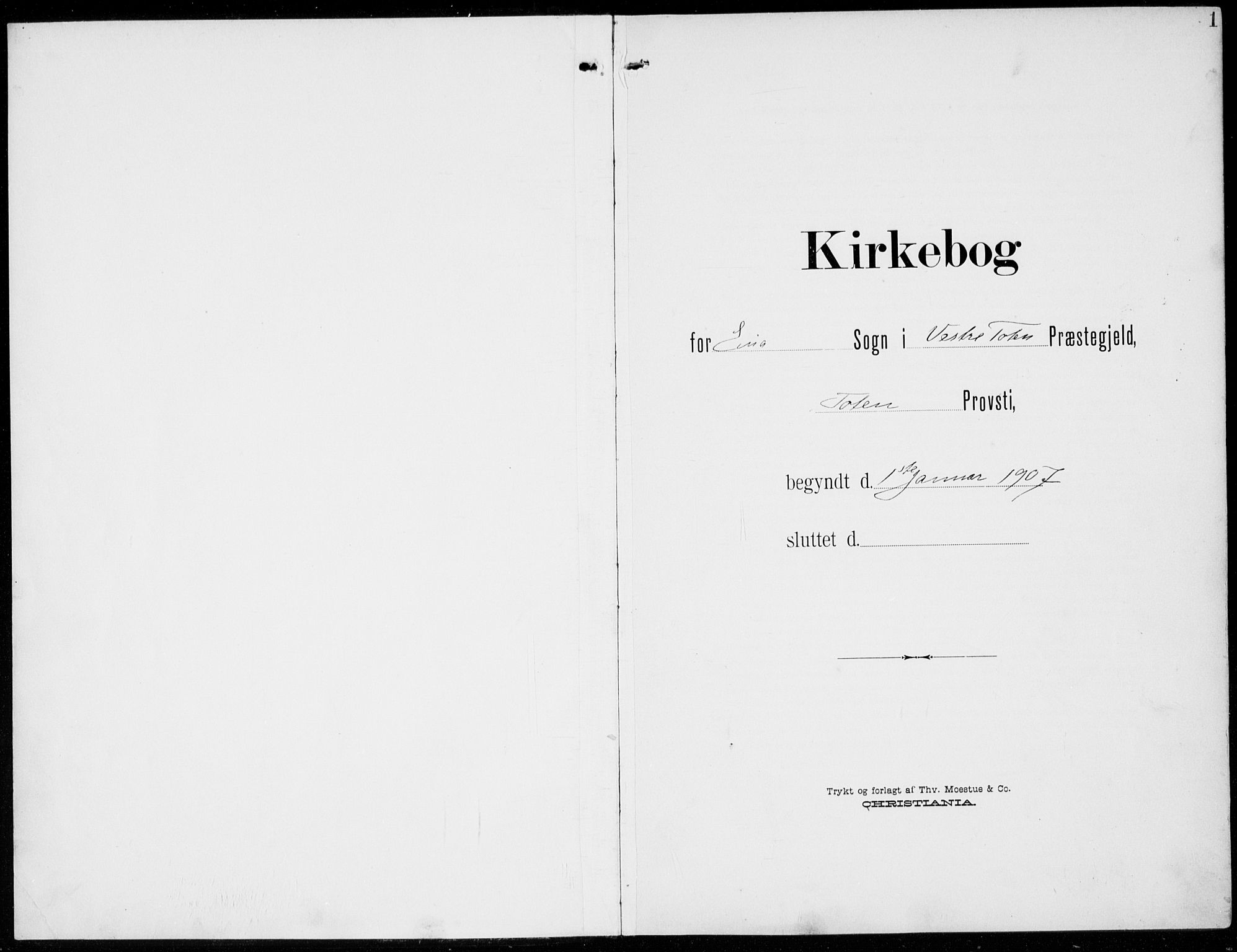 Kolbu prestekontor, SAH/PREST-110/H/Ha/Haa/L0001: Ministerialbok nr. 1, 1907-1923, s. 1