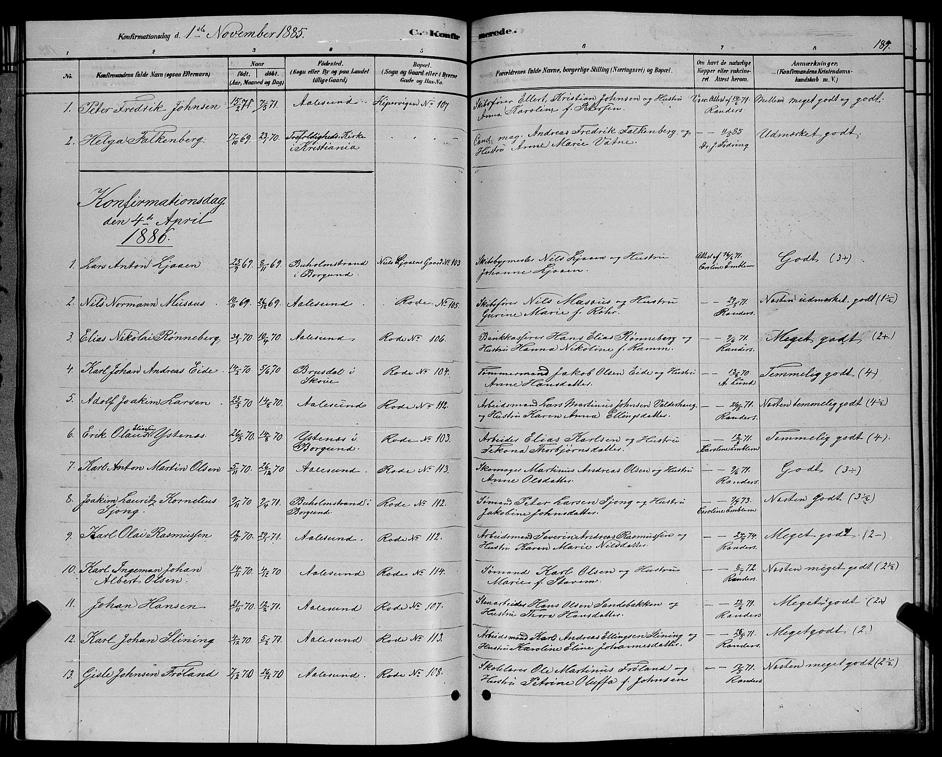 Ministerialprotokoller, klokkerbøker og fødselsregistre - Møre og Romsdal, SAT/A-1454/529/L0466: Klokkerbok nr. 529C03, 1878-1888, s. 189