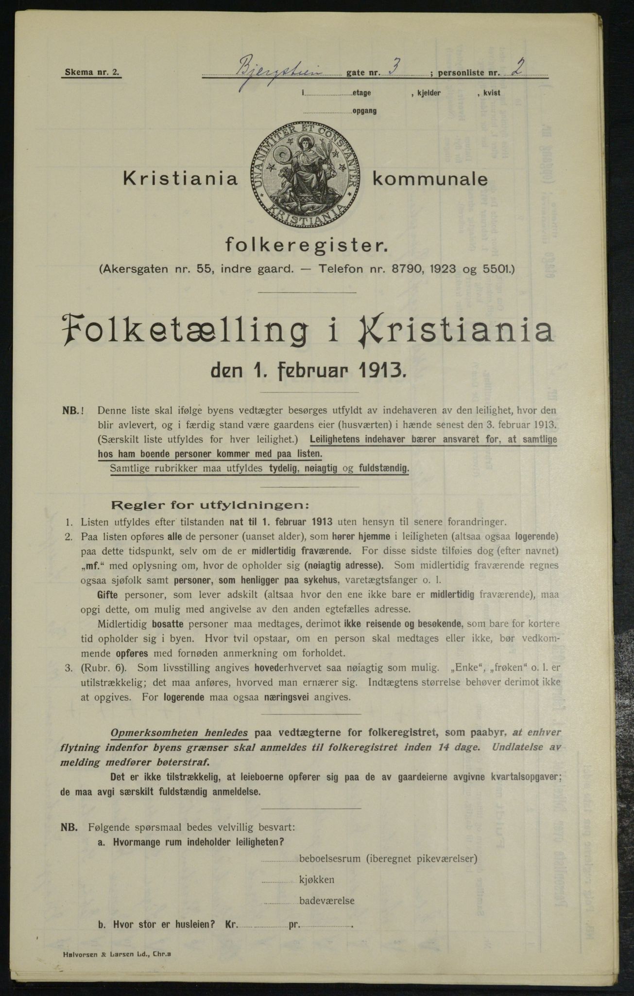 OBA, Kommunal folketelling 1.2.1913 for Kristiania, 1913, s. 4178