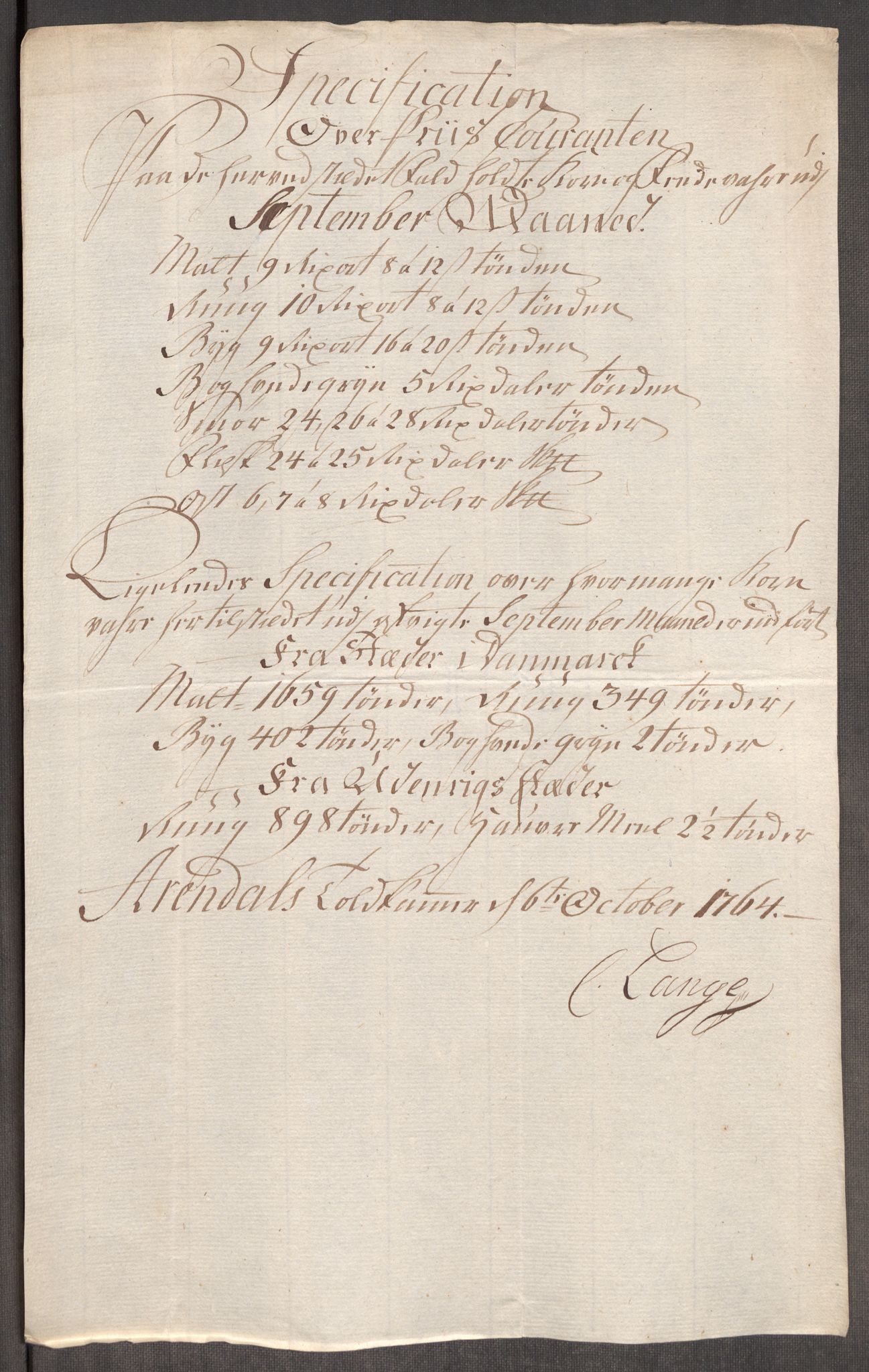 Rentekammeret inntil 1814, Realistisk ordnet avdeling, RA/EA-4070/Oe/L0008: [Ø1]: Priskuranter, 1764-1768, s. 216