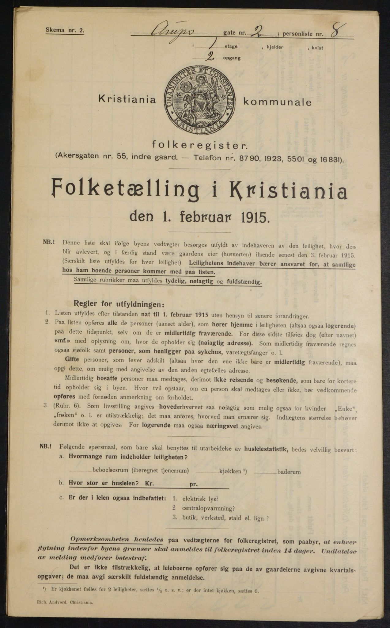 OBA, Kommunal folketelling 1.2.1915 for Kristiania, 1915, s. 2228