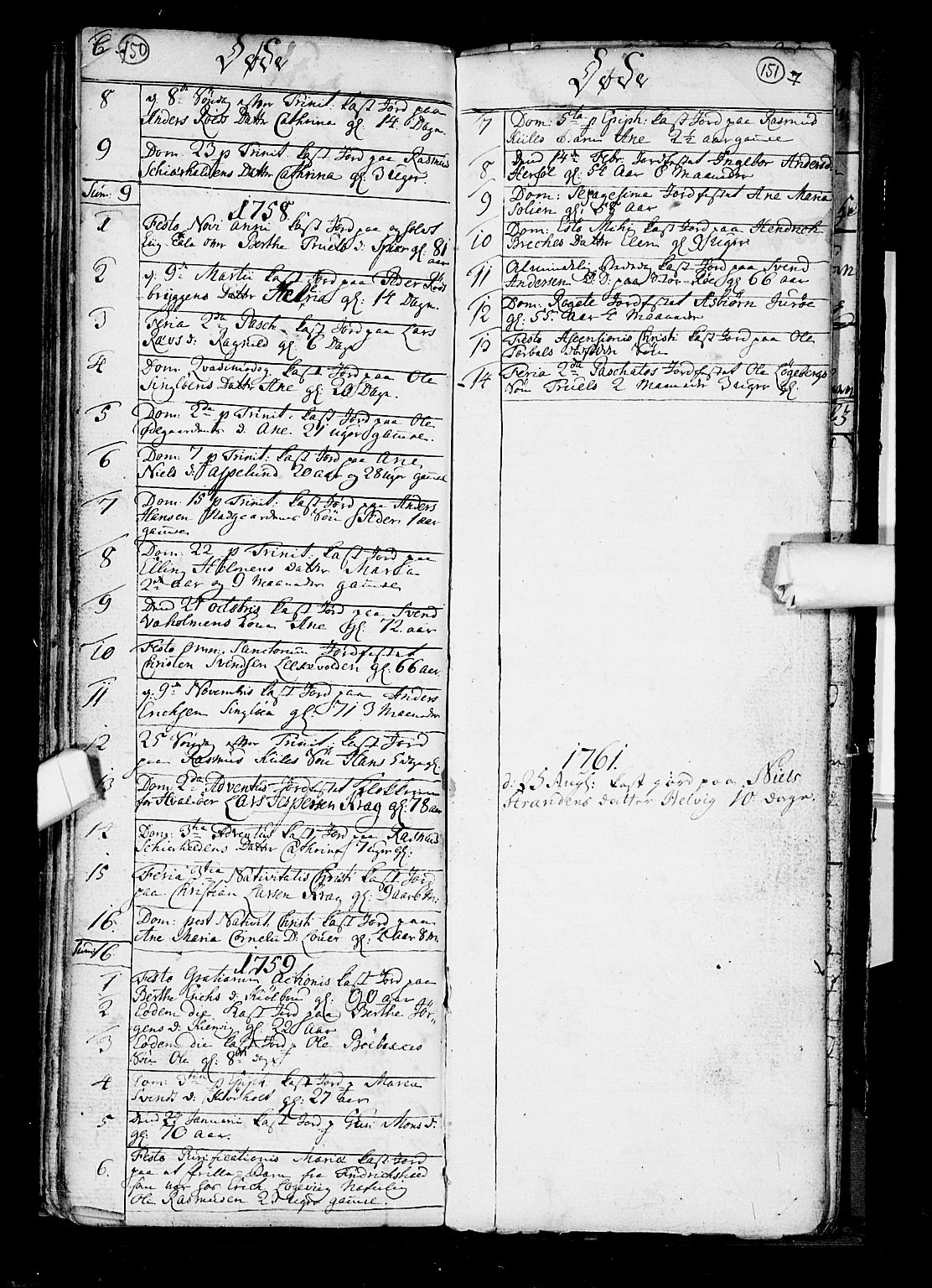 Hvaler prestekontor Kirkebøker, SAO/A-2001/F/Fa/L0002: Ministerialbok nr. I 2, 1749-1816, s. 150-151
