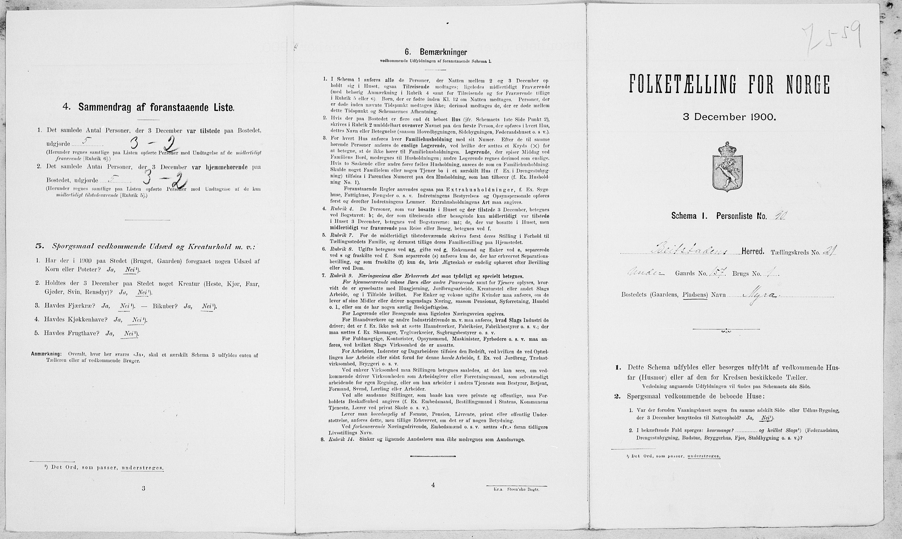 SAT, Folketelling 1900 for 1727 Beitstad herred, 1900, s. 1452