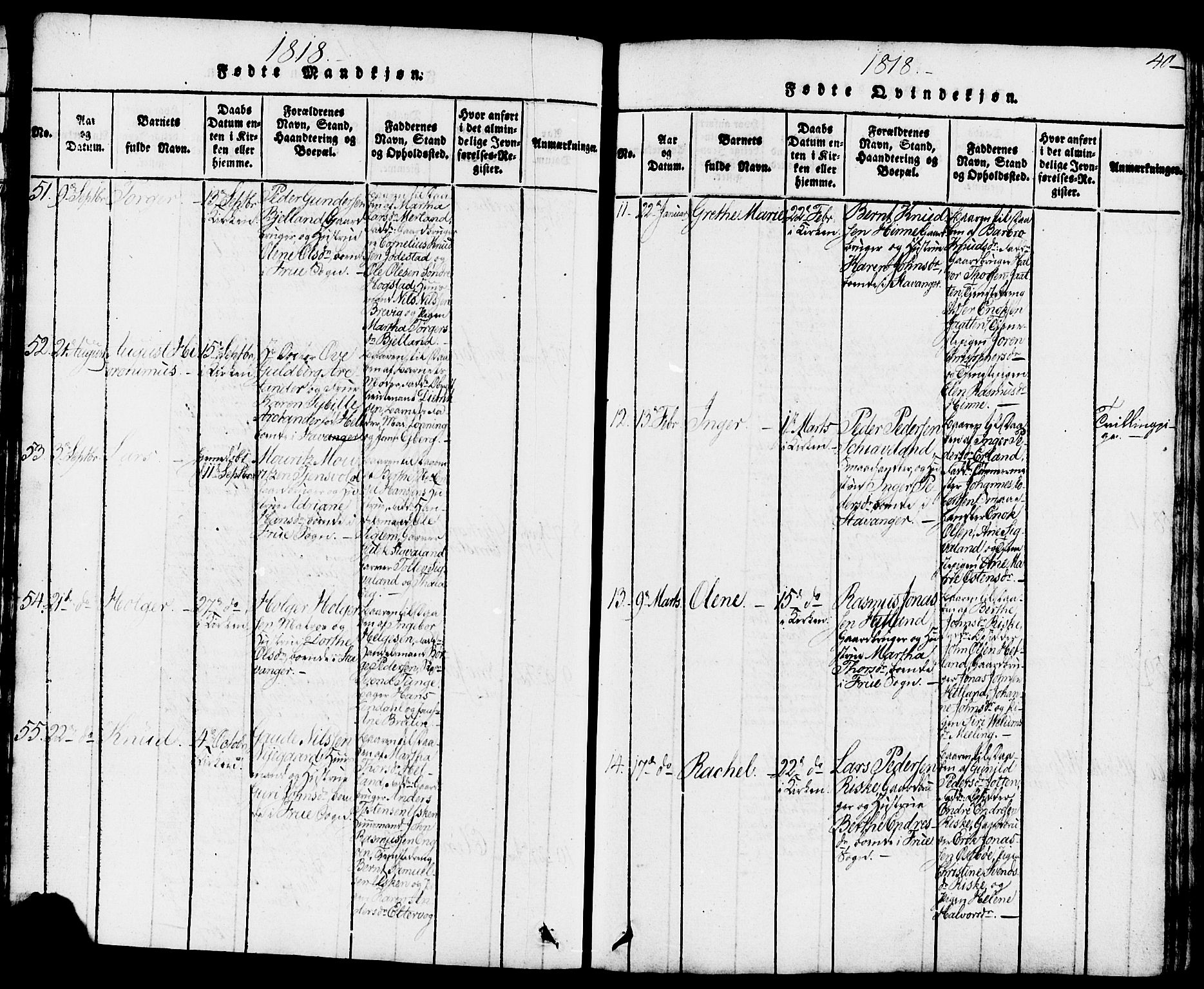 Domkirken sokneprestkontor, AV/SAST-A-101812/001/30/30BB/L0008: Klokkerbok nr. B 8, 1816-1821, s. 40