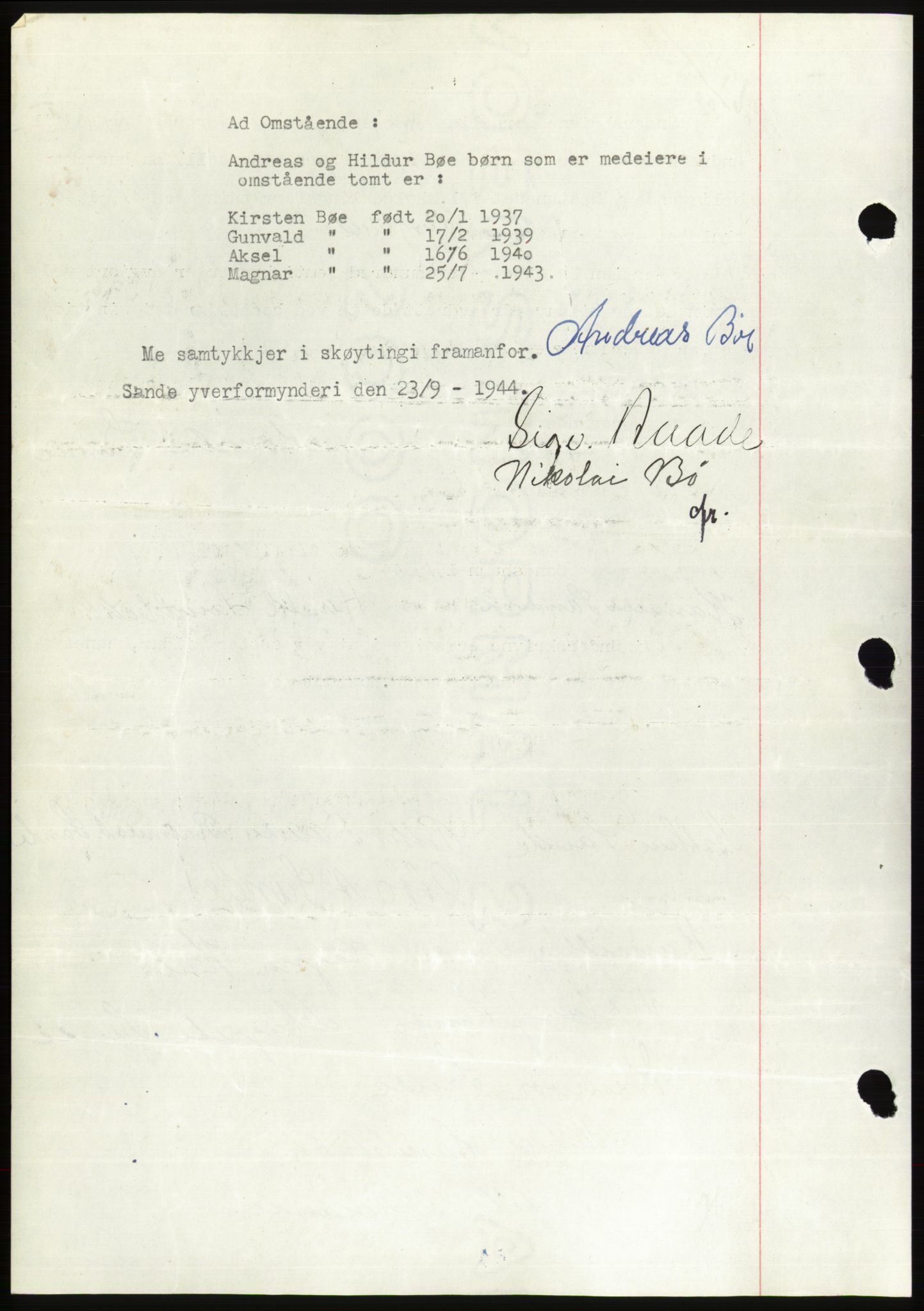 Søre Sunnmøre sorenskriveri, AV/SAT-A-4122/1/2/2C/L0076: Pantebok nr. 2A, 1943-1944, Dagboknr: 795/1944