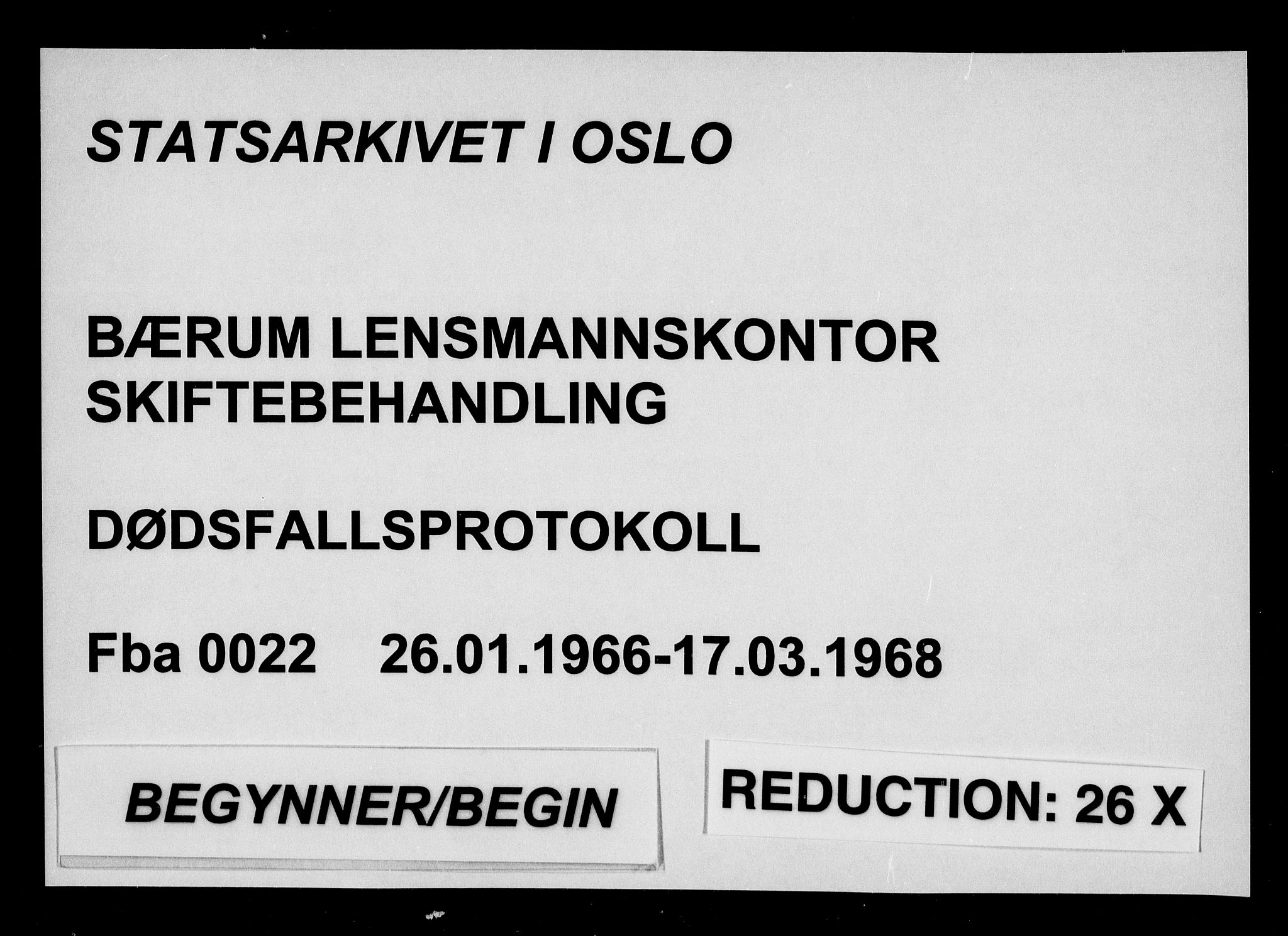 Bærum lensmannskontor, SAO/A-10277/H/Ha/Haa/L0022: Dødsanmeldelsesprotokoll, 1966-1968