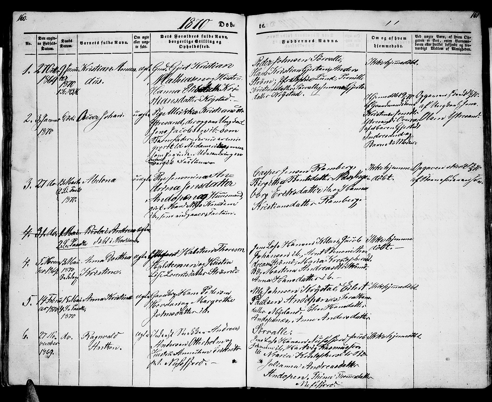 Ministerialprotokoller, klokkerbøker og fødselsregistre - Nordland, SAT/A-1459/885/L1212: Klokkerbok nr. 885C01, 1847-1873, s. 160-161