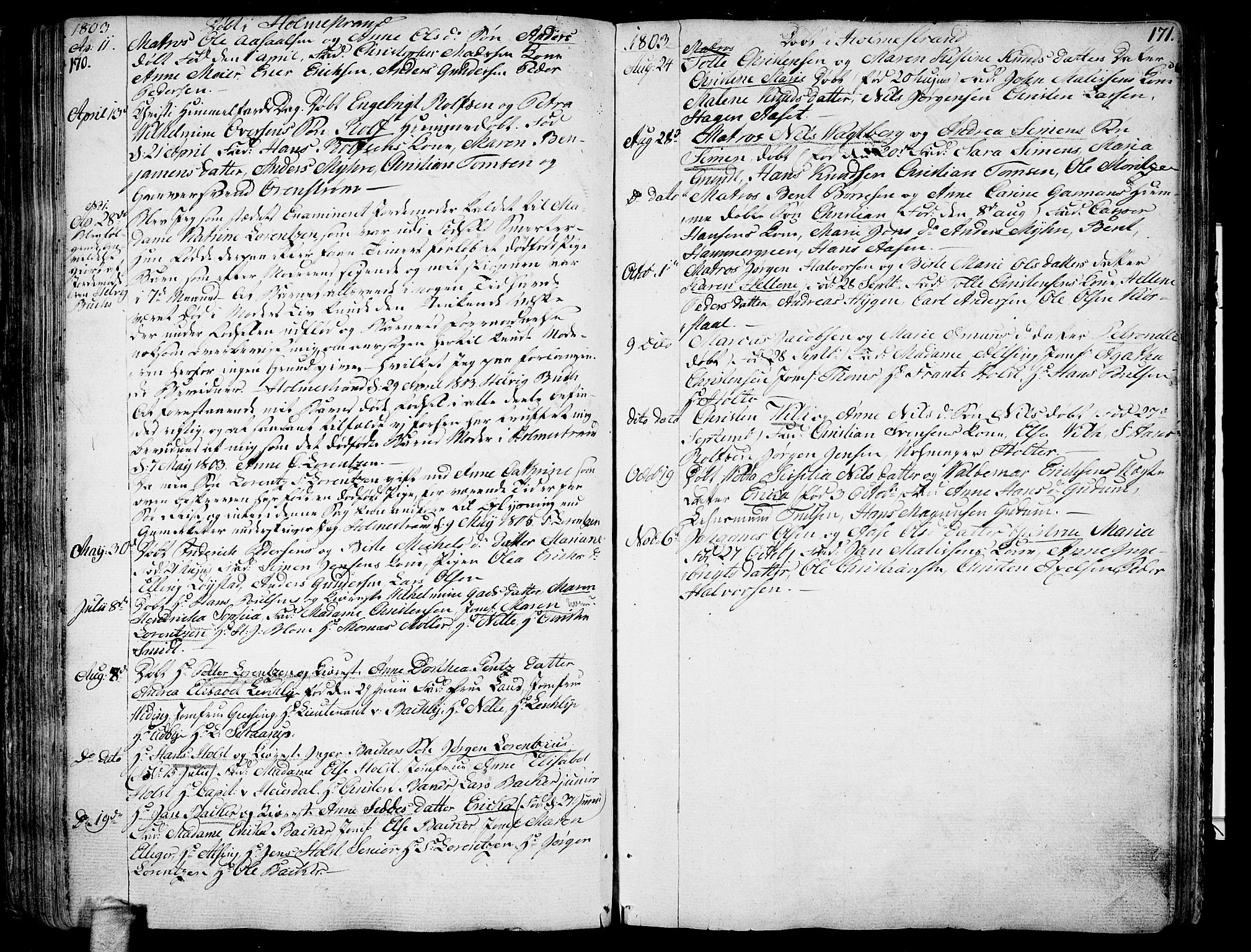 Botne kirkebøker, SAKO/A-340/F/Fa/L0003: Ministerialbok nr. I 3 /2, 1799-1819, s. 170-171