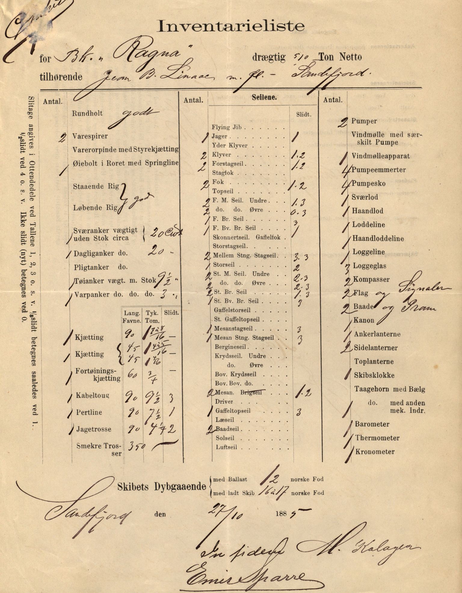 Pa 63 - Østlandske skibsassuranceforening, VEMU/A-1079/G/Ga/L0021/0002: Havaridokumenter / Isbaaden, Ragna, Sylphiden, Nyassa, 1887, s. 62