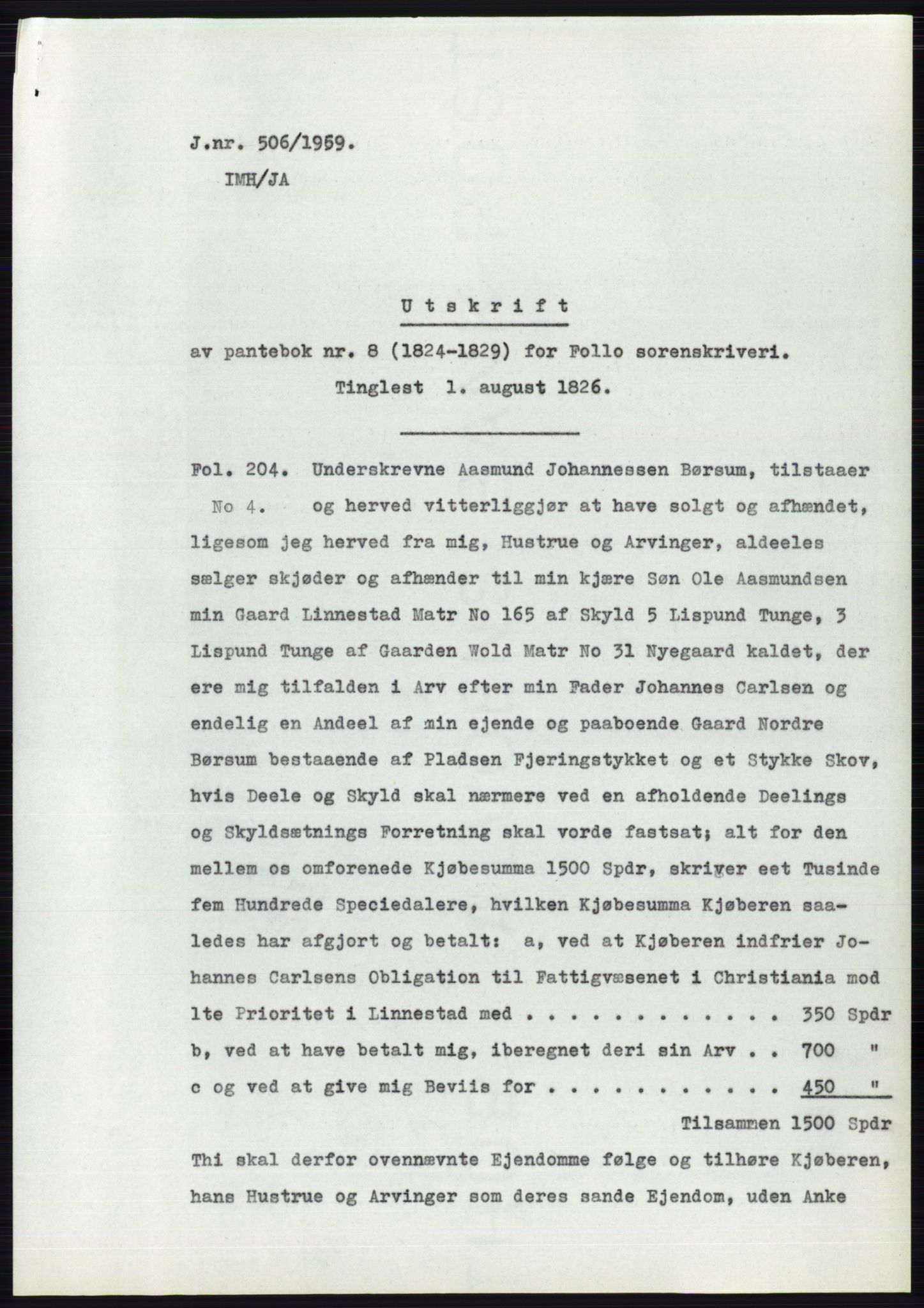 Statsarkivet i Oslo, SAO/A-10621/Z/Zd/L0009: Avskrifter, j.nr 1102-1439/1958 og 2-741/1959, 1958-1959, s. 346