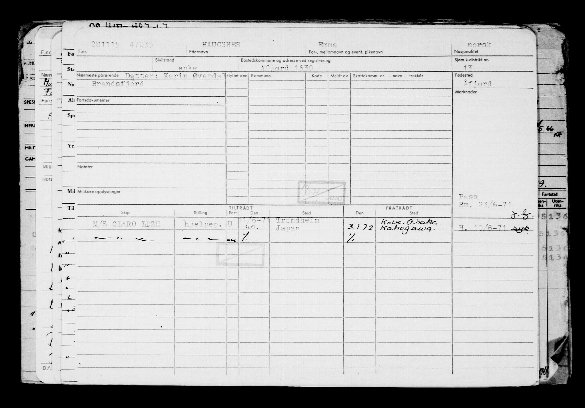 Direktoratet for sjømenn, AV/RA-S-3545/G/Gb/L0134: Hovedkort, 1915, s. 698