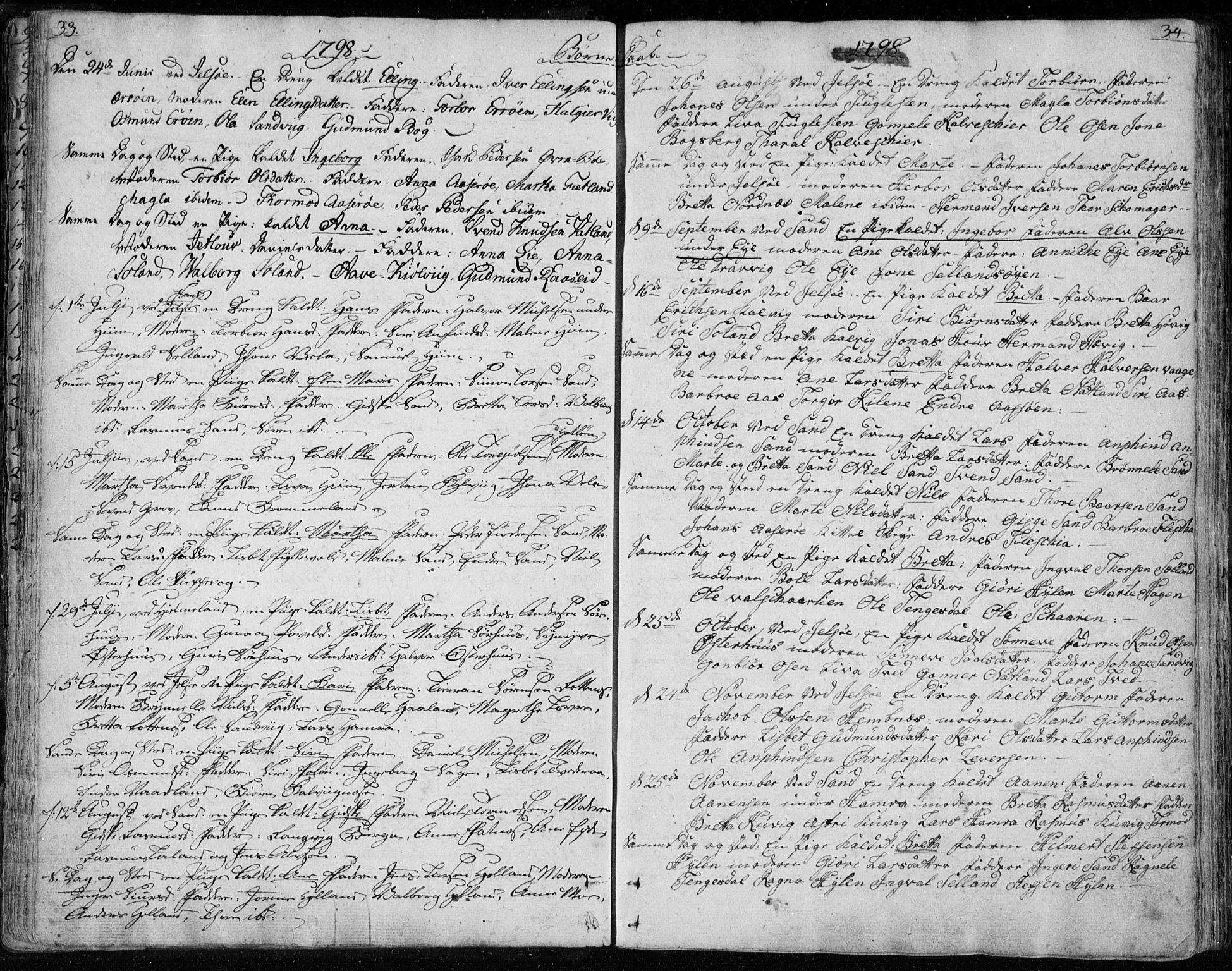 Jelsa sokneprestkontor, SAST/A-101842/01/IV: Ministerialbok nr. A 4, 1796-1816, s. 33-34