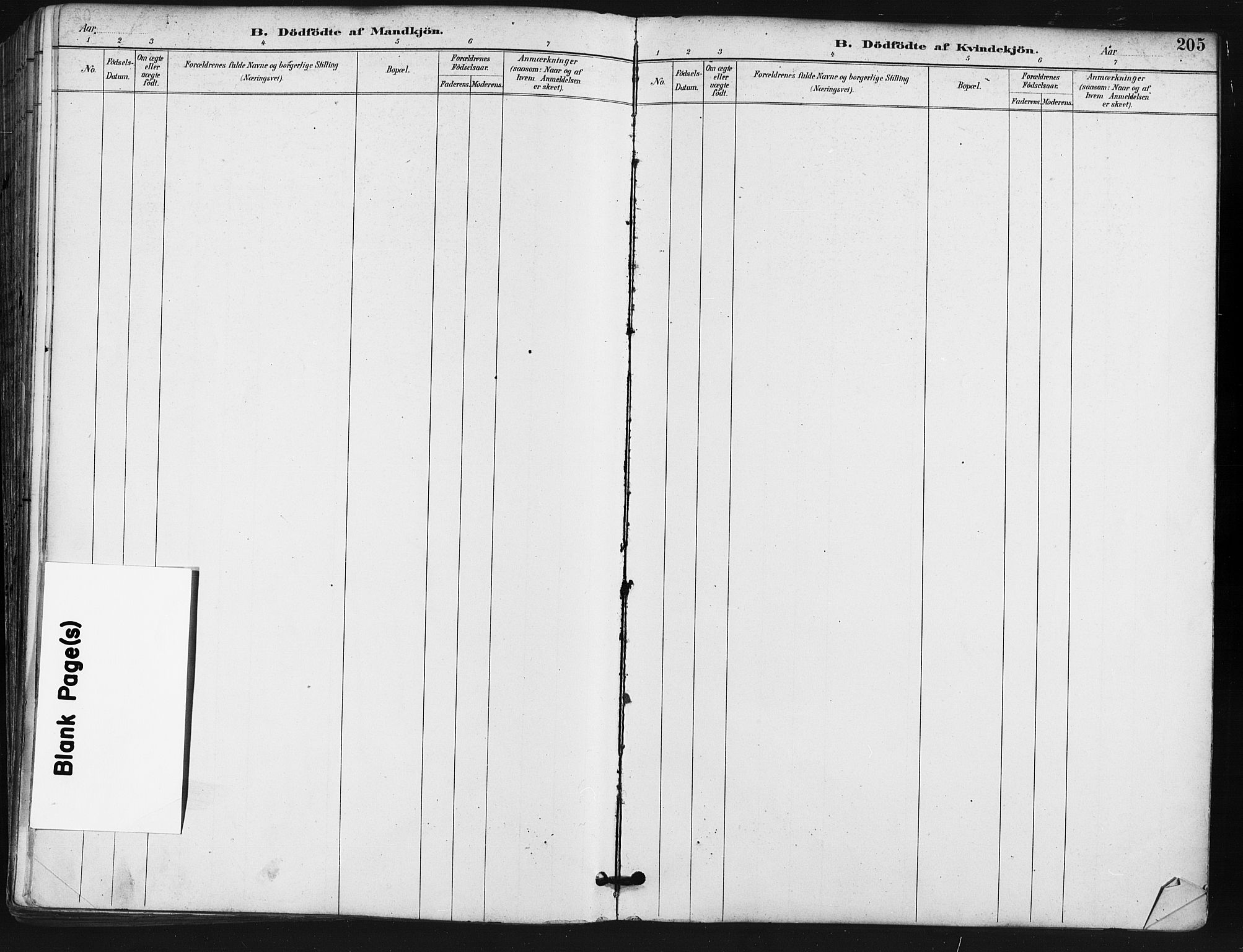 Kampen prestekontor Kirkebøker, SAO/A-10853/F/Fa/L0005: Ministerialbok nr. I 5, 1890-1902, s. 205