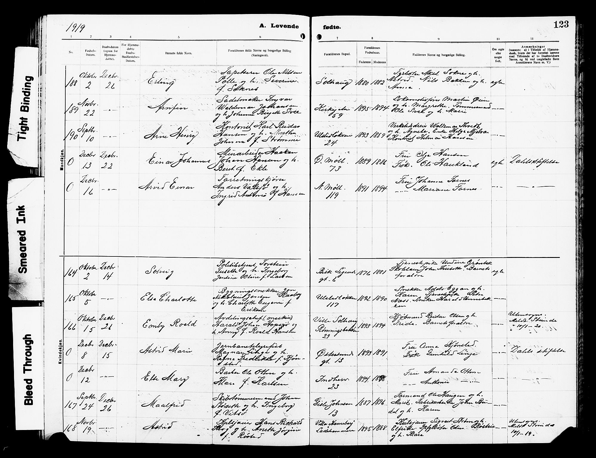 Ministerialprotokoller, klokkerbøker og fødselsregistre - Sør-Trøndelag, SAT/A-1456/605/L0256: Klokkerbok nr. 605C03, 1916-1920, s. 123