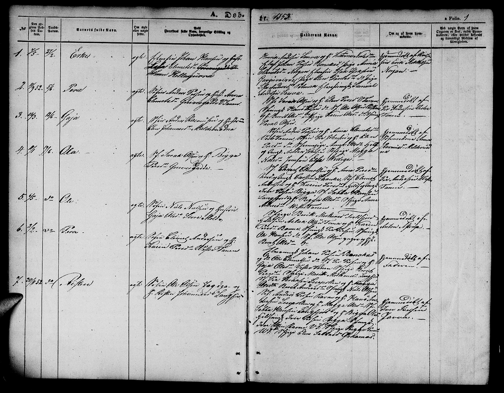 Tana sokneprestkontor, AV/SATØ-S-1334/H/Hb/L0001klokker: Klokkerbok nr. 1 /1, 1853-1867, s. 1