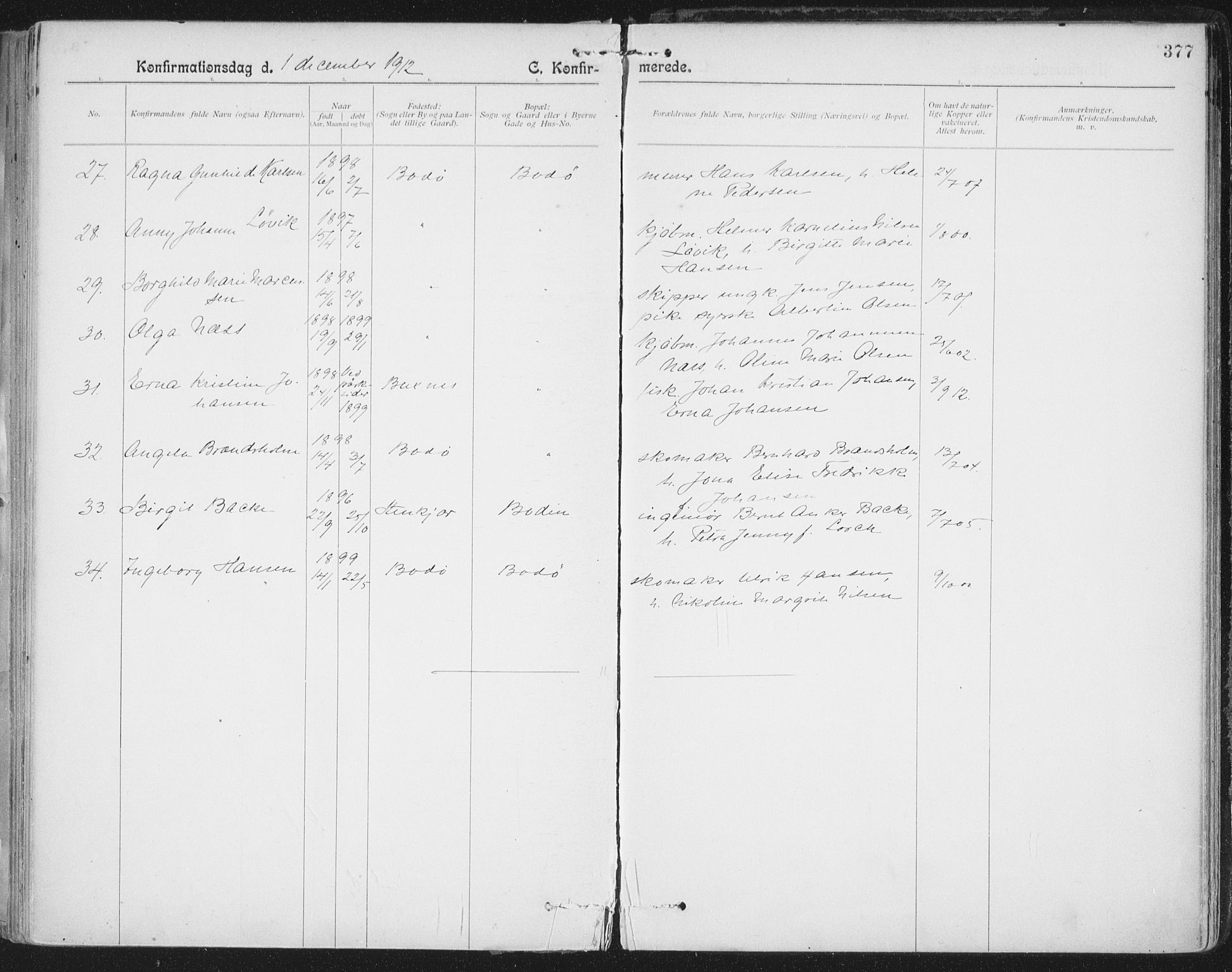 Ministerialprotokoller, klokkerbøker og fødselsregistre - Nordland, AV/SAT-A-1459/801/L0011: Ministerialbok nr. 801A11, 1900-1916, s. 377