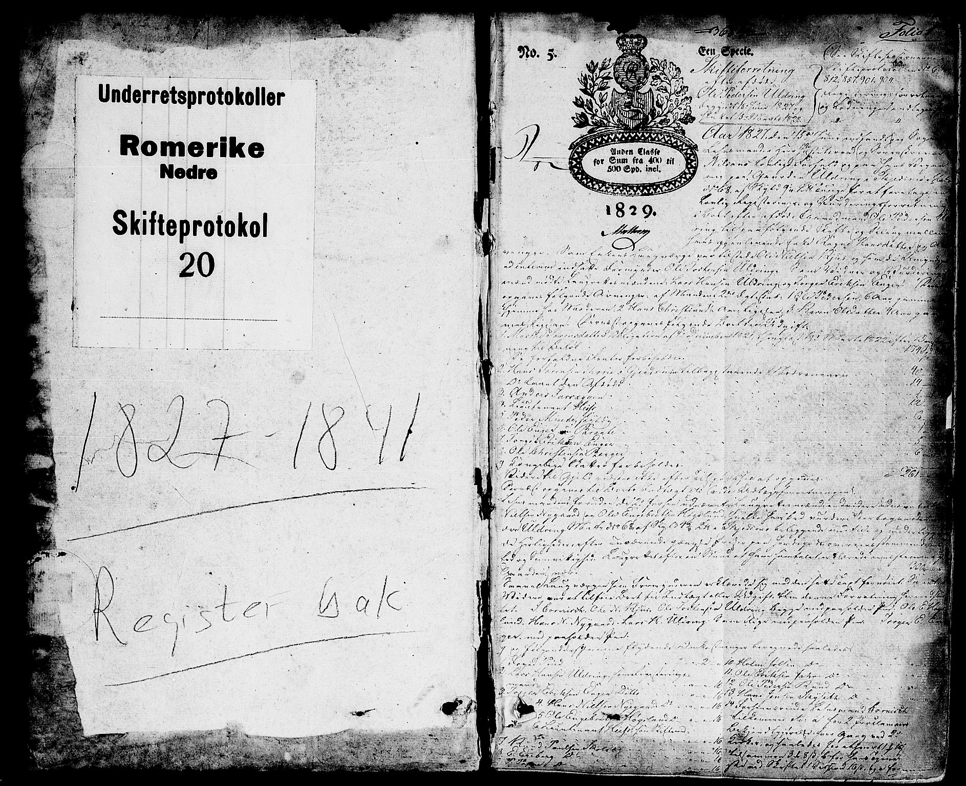 Nedre Romerike sorenskriveri, SAO/A-10469/H/He/Hec/L0001: Skifteutlodningsprotokoll, 1828-1841, s. 0b-1a