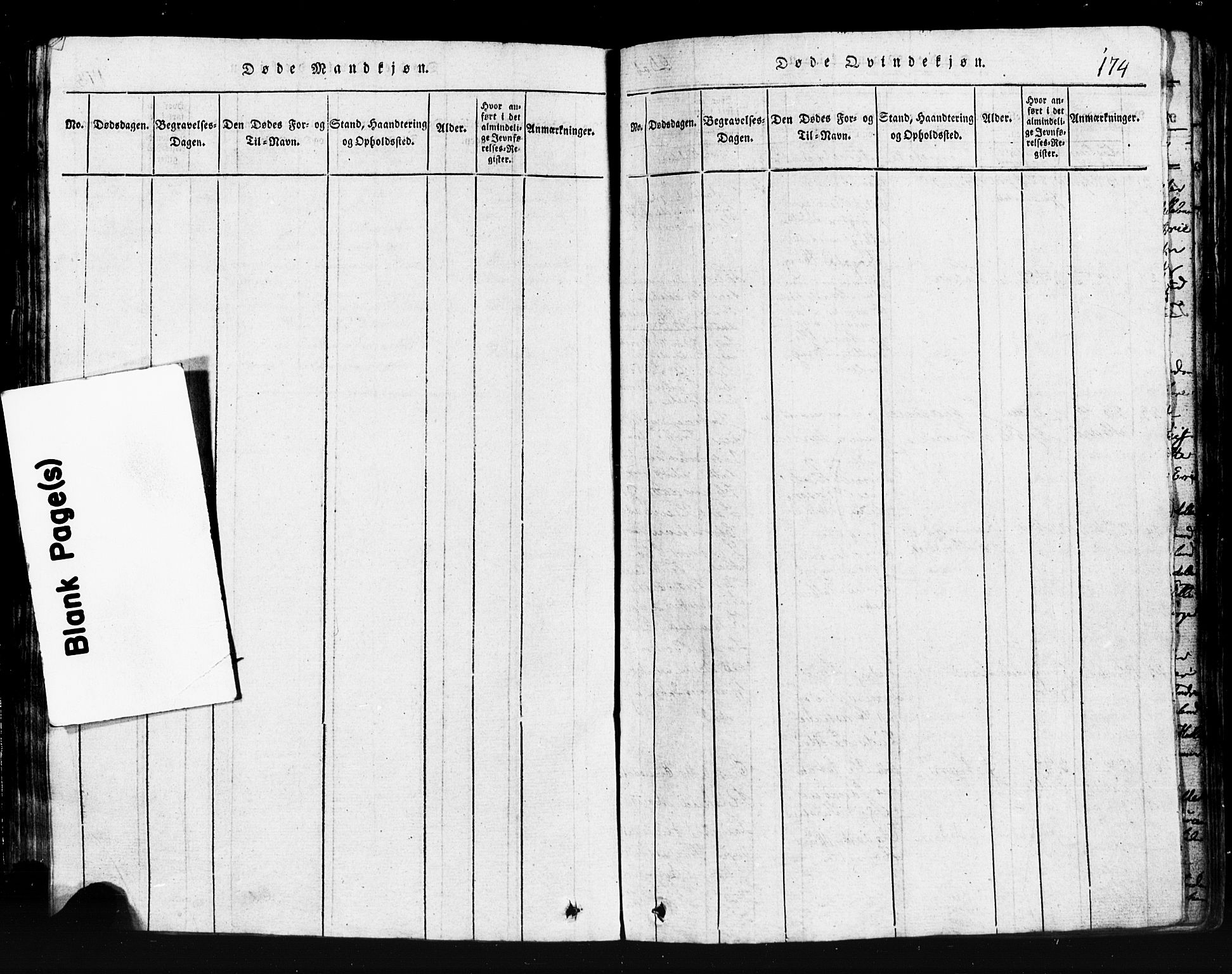 Klepp sokneprestkontor, SAST/A-101803/001/3/30BB/L0001: Klokkerbok nr.  B 1, 1816-1859, s. 174