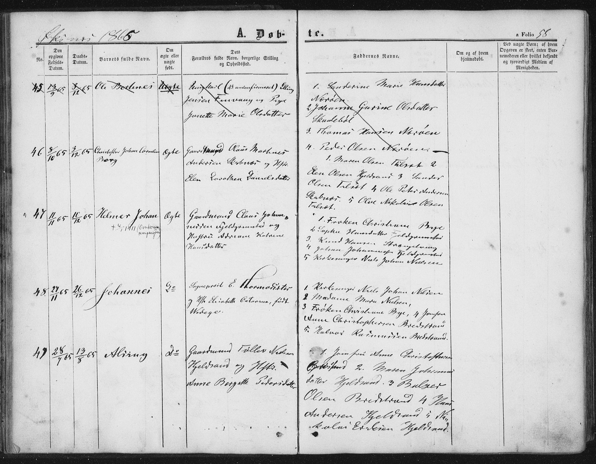 Ministerialprotokoller, klokkerbøker og fødselsregistre - Nordland, AV/SAT-A-1459/893/L1333: Ministerialbok nr. 893A06, 1858-1866, s. 58