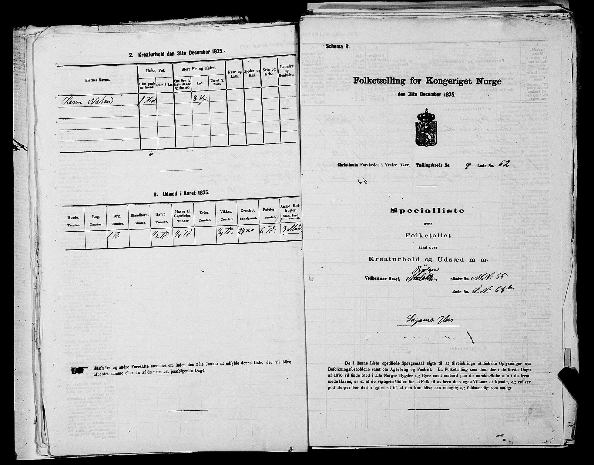 RA, Folketelling 1875 for 0218aP Vestre Aker prestegjeld, 1875, s. 1520