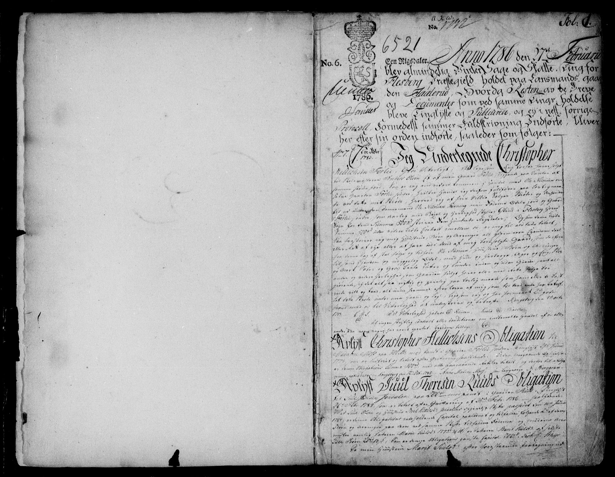 Numedal og Sandsvær sorenskriveri, SAKO/A-128/G/Ga/Gaa/L0007: Pantebok nr. I 7, 1786-1797, s. 1