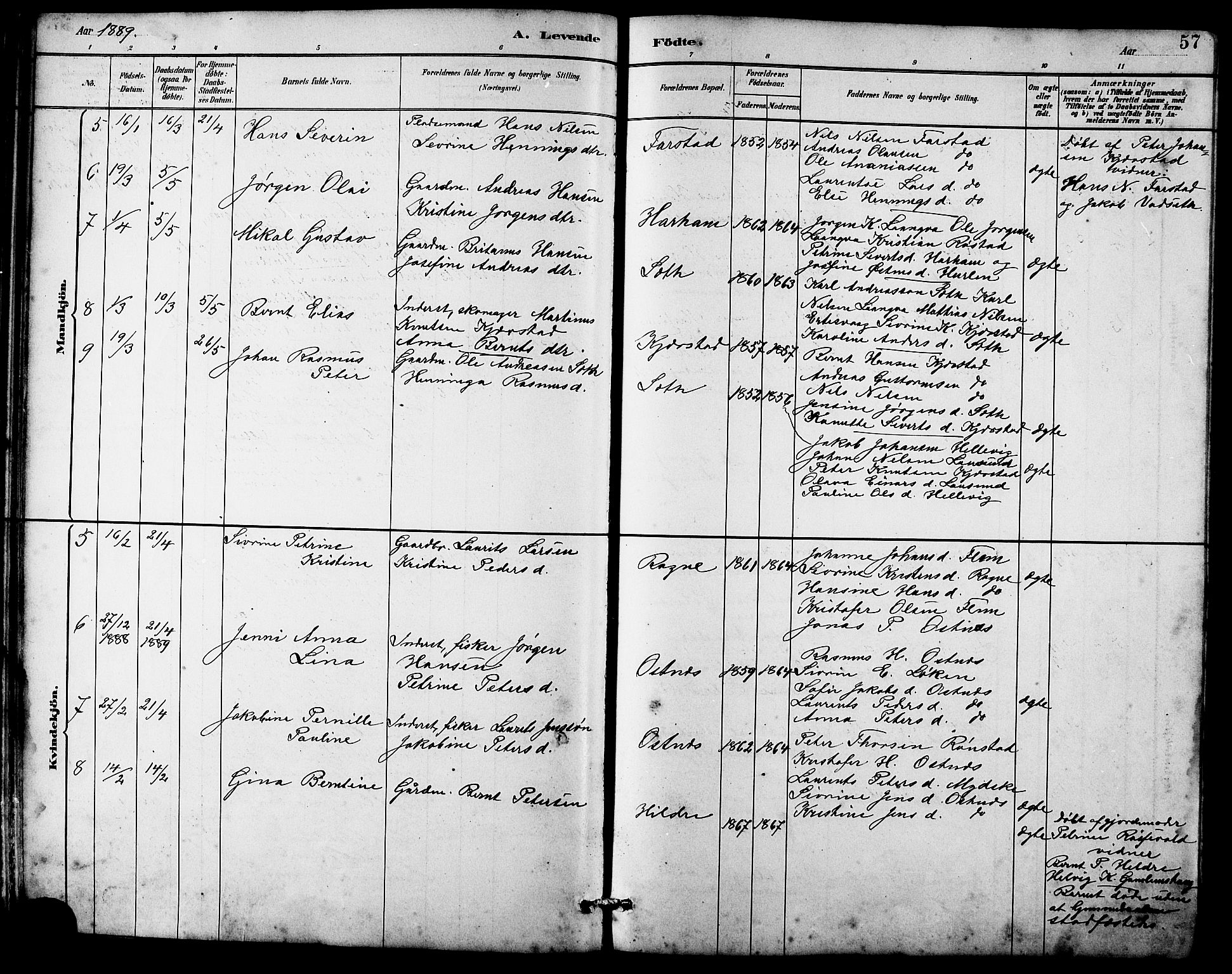 Ministerialprotokoller, klokkerbøker og fødselsregistre - Møre og Romsdal, AV/SAT-A-1454/536/L0510: Klokkerbok nr. 536C05, 1881-1898, s. 57