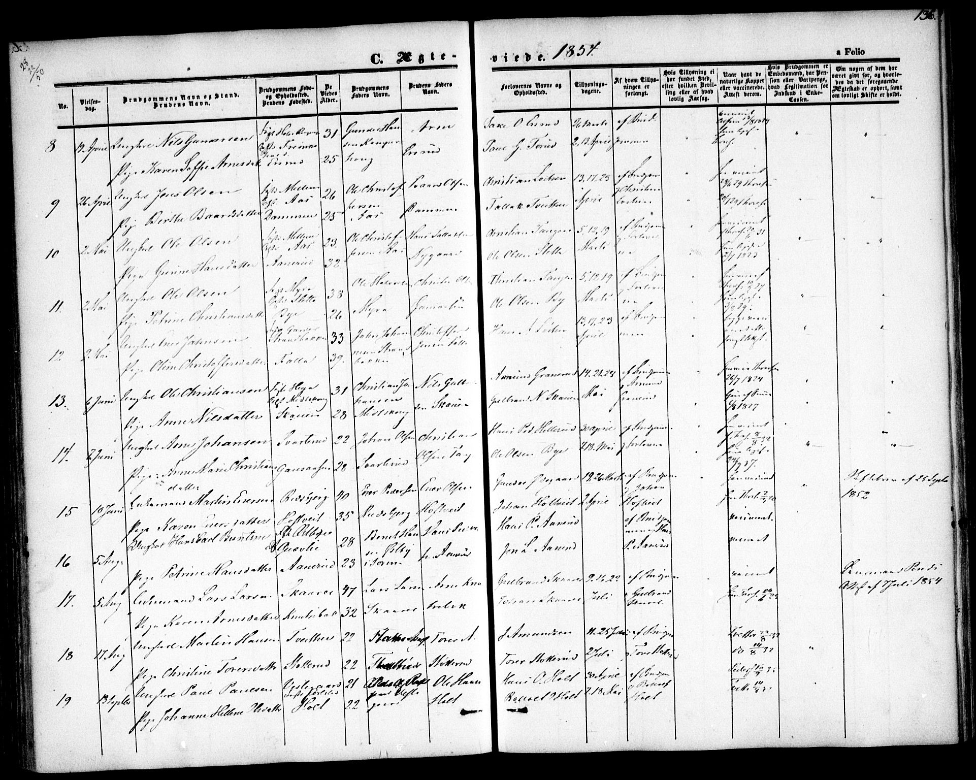 Fet prestekontor Kirkebøker, AV/SAO-A-10370a/F/Fa/L0010: Ministerialbok nr. I 10, 1847-1859, s. 136