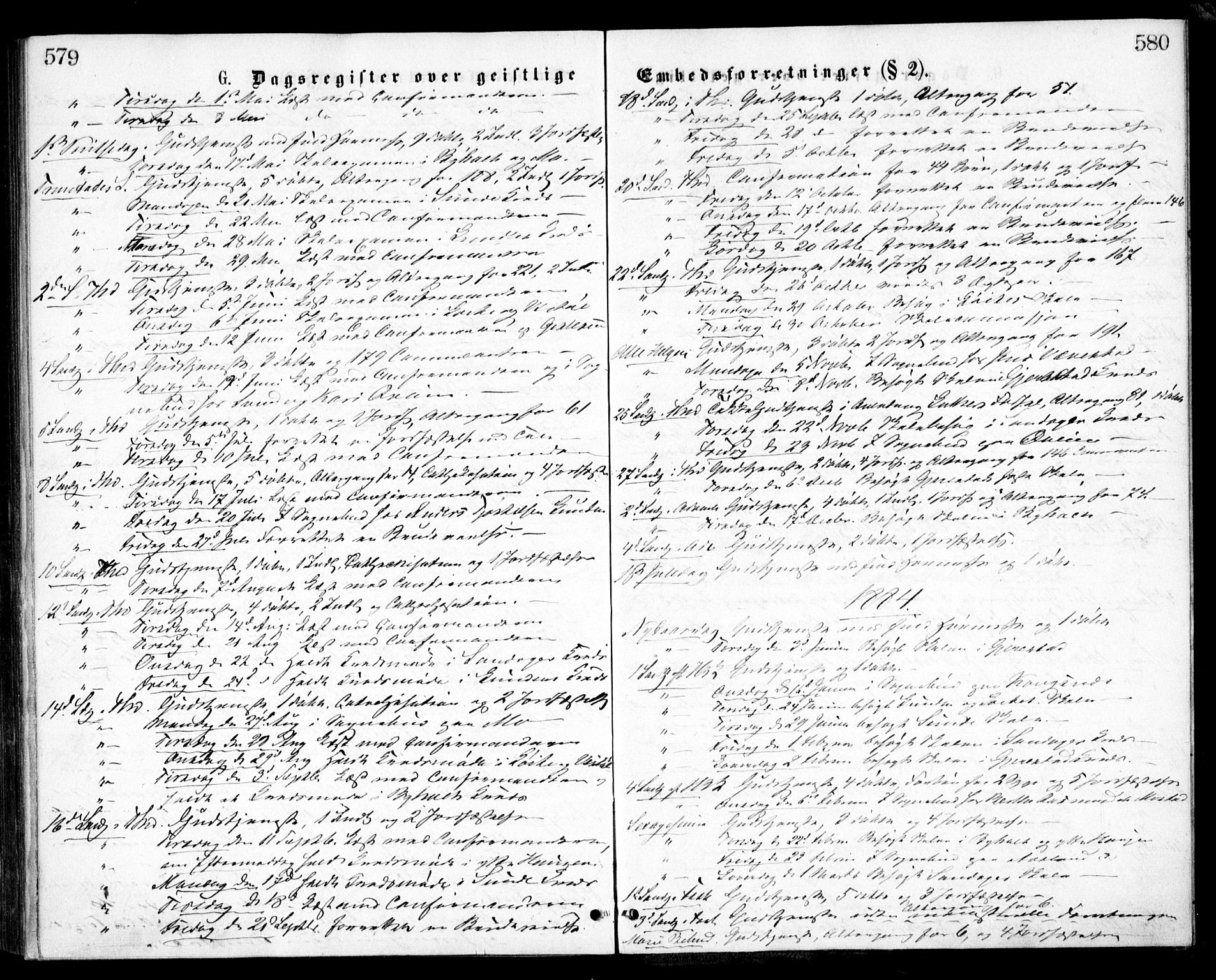Gjerstad sokneprestkontor, SAK/1111-0014/F/Fa/Faa/L0008: Ministerialbok nr. A 8, 1876-1884, s. 579-580