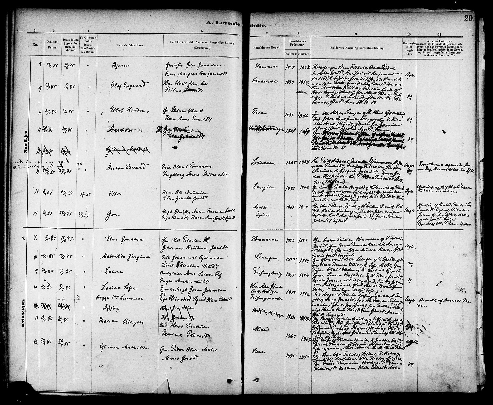 Ministerialprotokoller, klokkerbøker og fødselsregistre - Nord-Trøndelag, SAT/A-1458/714/L0130: Ministerialbok nr. 714A01, 1878-1895, s. 29