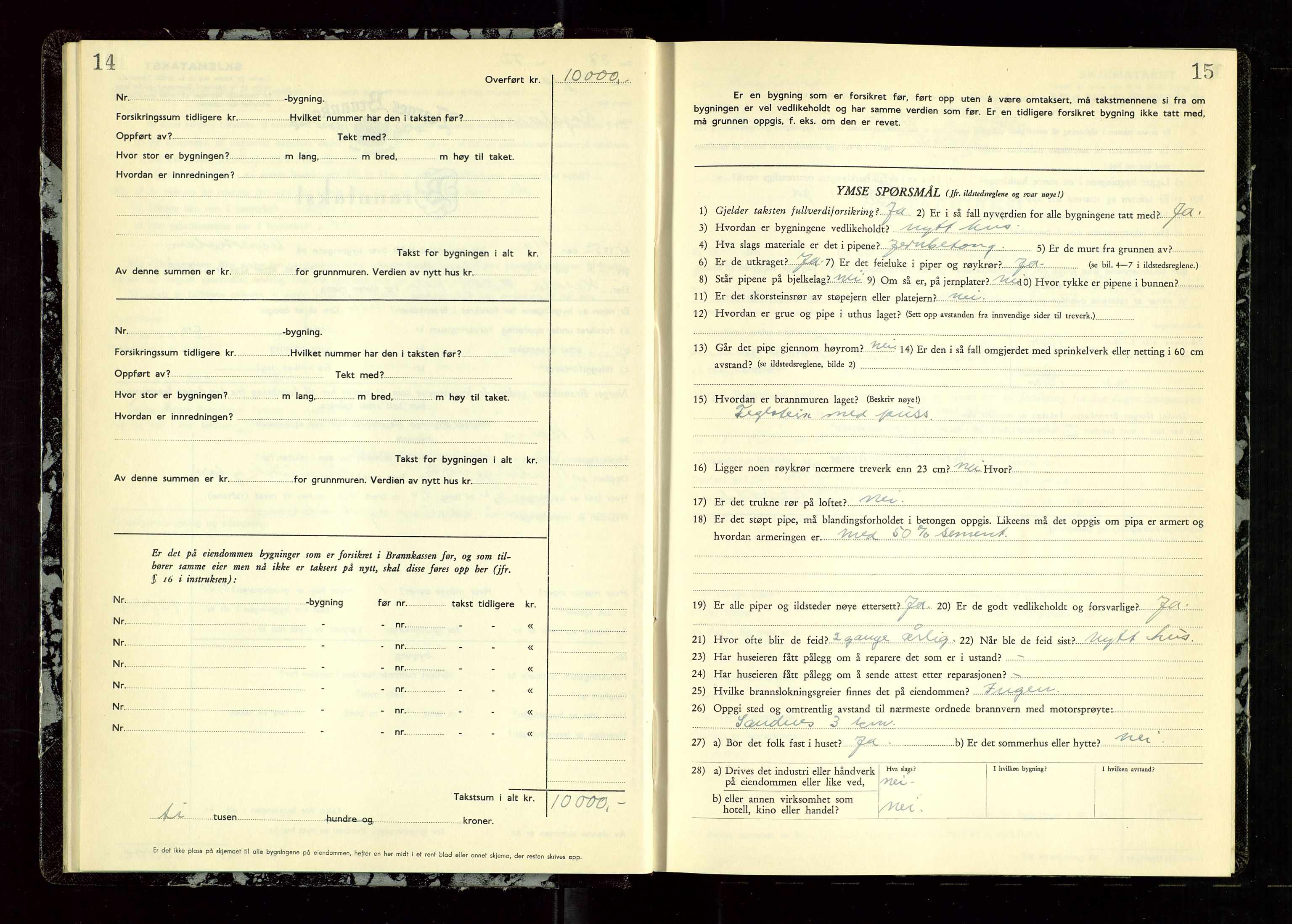 Høyland/Sandnes lensmannskontor, AV/SAST-A-100166/Gob/L0009: "Branntakstprotokoll", 1952-1955, s. 14-15