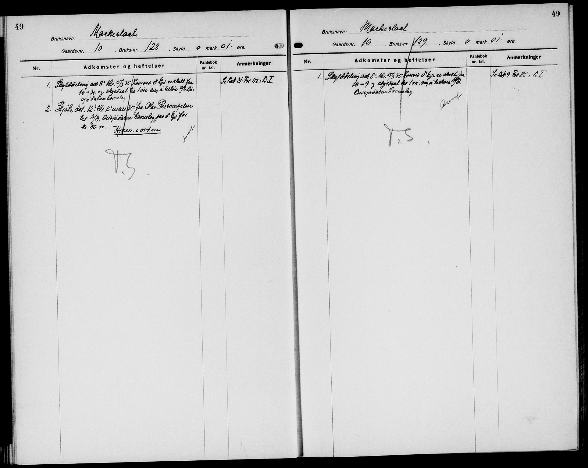 Nord-Østerdal tingrett, AV/SAH-TING-020/H/Ha/Hah/L0053: Panteregister nr. 6, 1929, s. 49